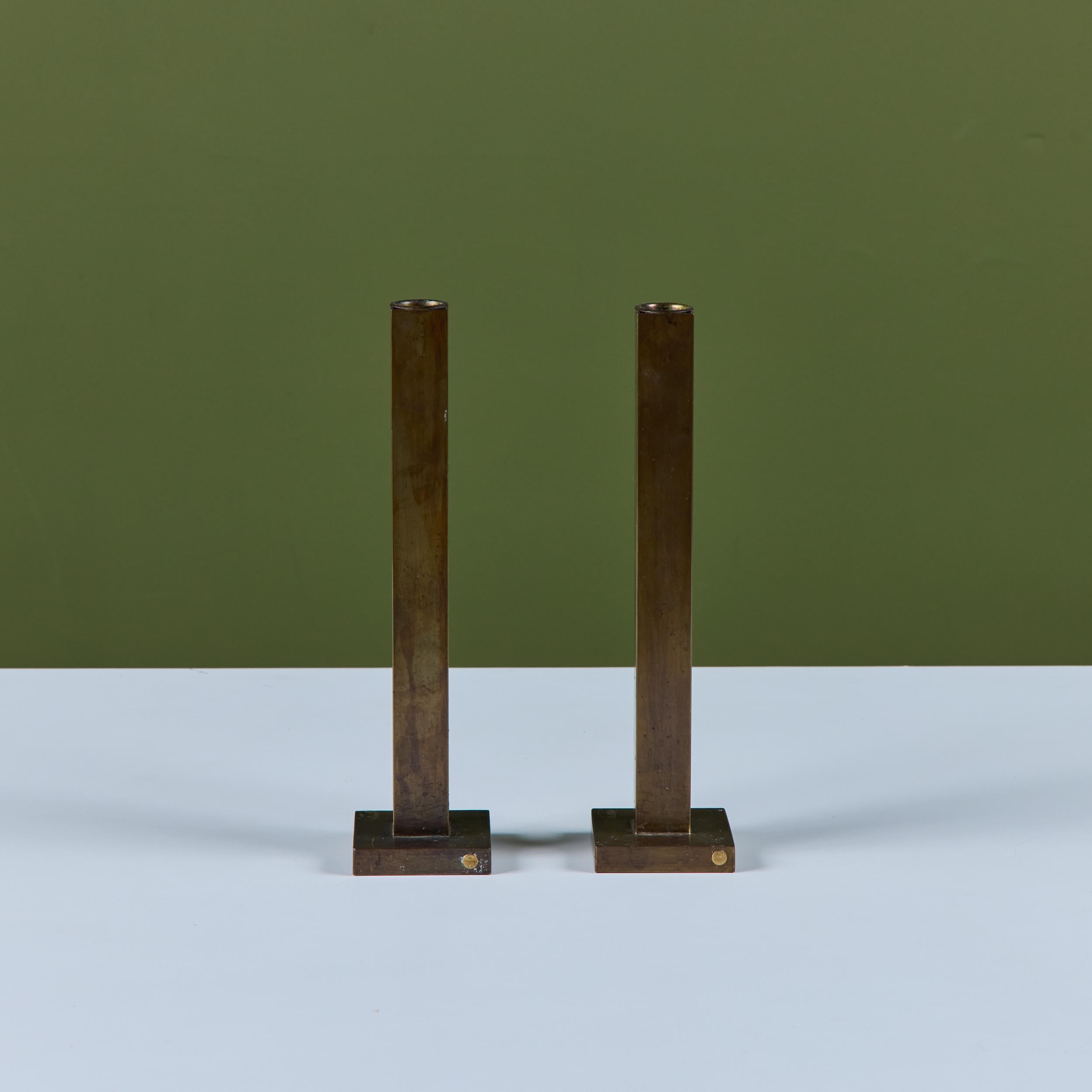 Pair of Petite Brass Candlesticks by Martha Sturdy For Sale 3