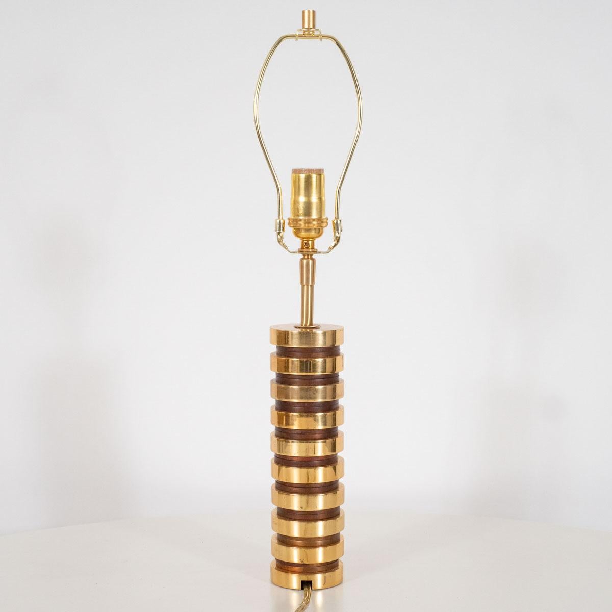 American Pair of Petite Brass Cylinder Lamps