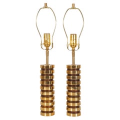 Pair of Petite Brass Cylinder Lamps