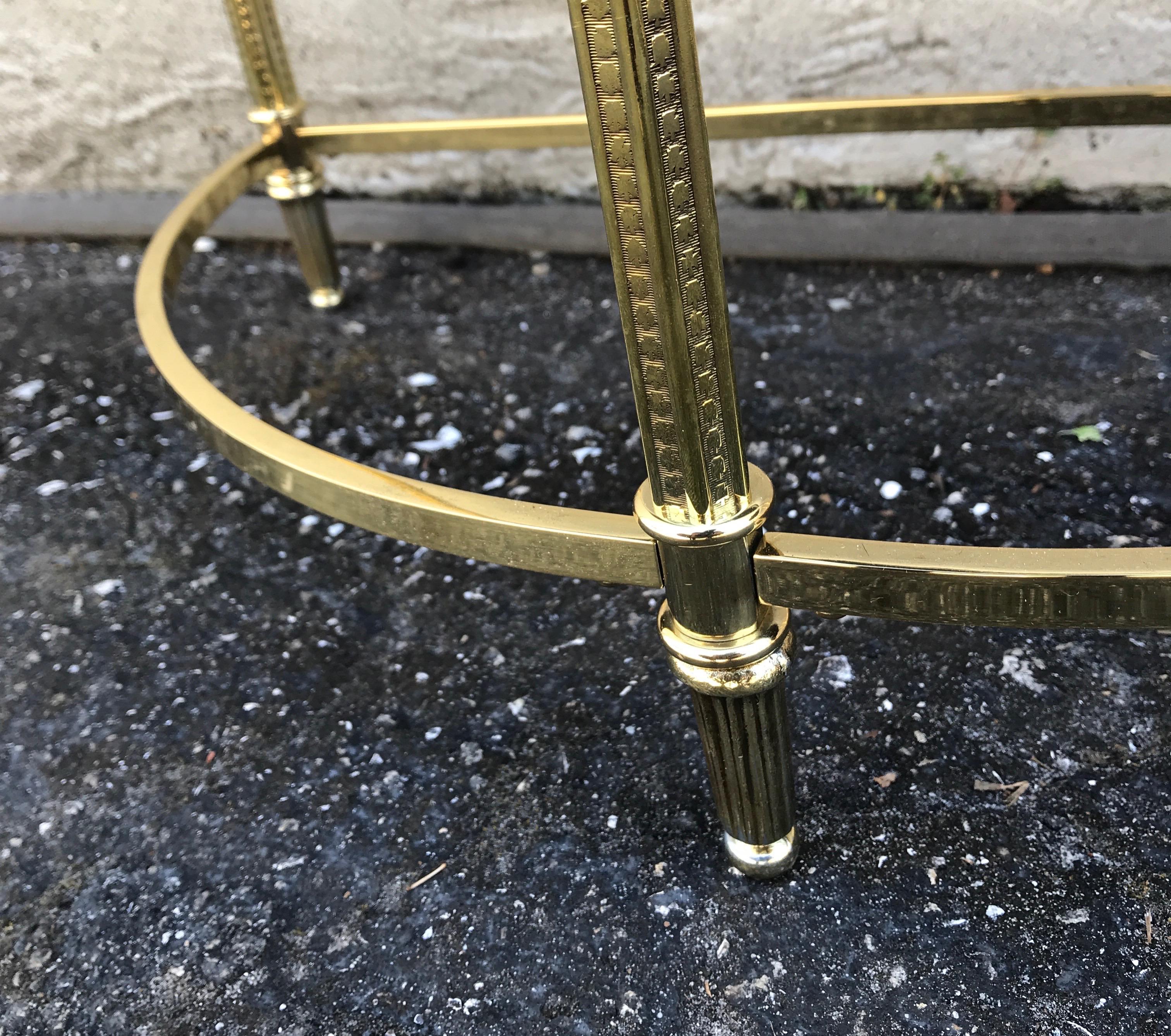 Pair of Petite Brass Demi Lune Tables by Maison Jansen For Sale 7