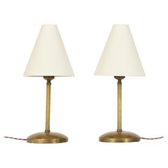 Vintage Pair of Petite Brass Lamps with Pedestal Base