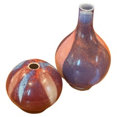 Pair of Petite California Studio Pottery Ceramic Vases by Barbara Moorefield