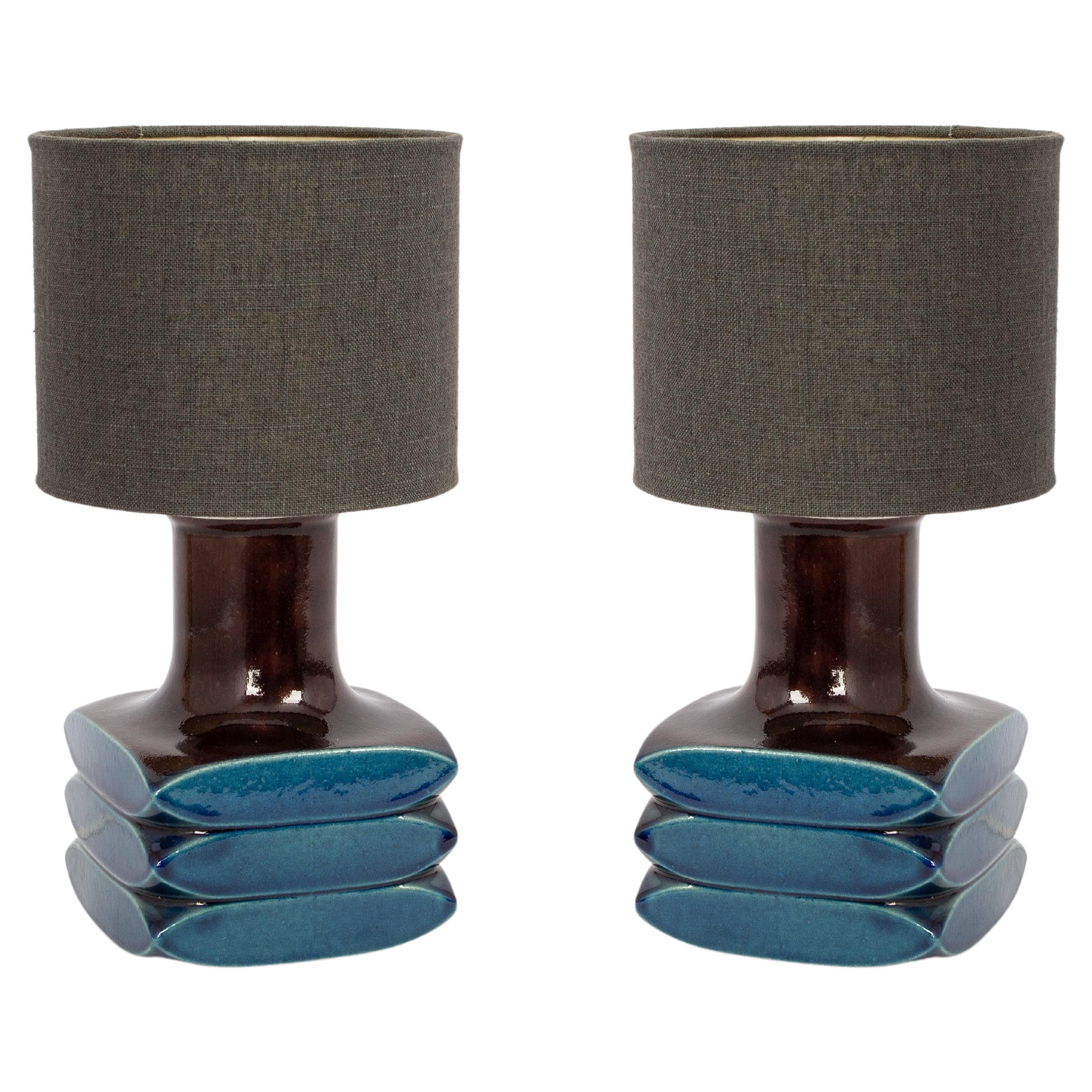 Pair of  petite Ceramic Table Lamps Designed by Cari Zalloni, Germany, 1970s