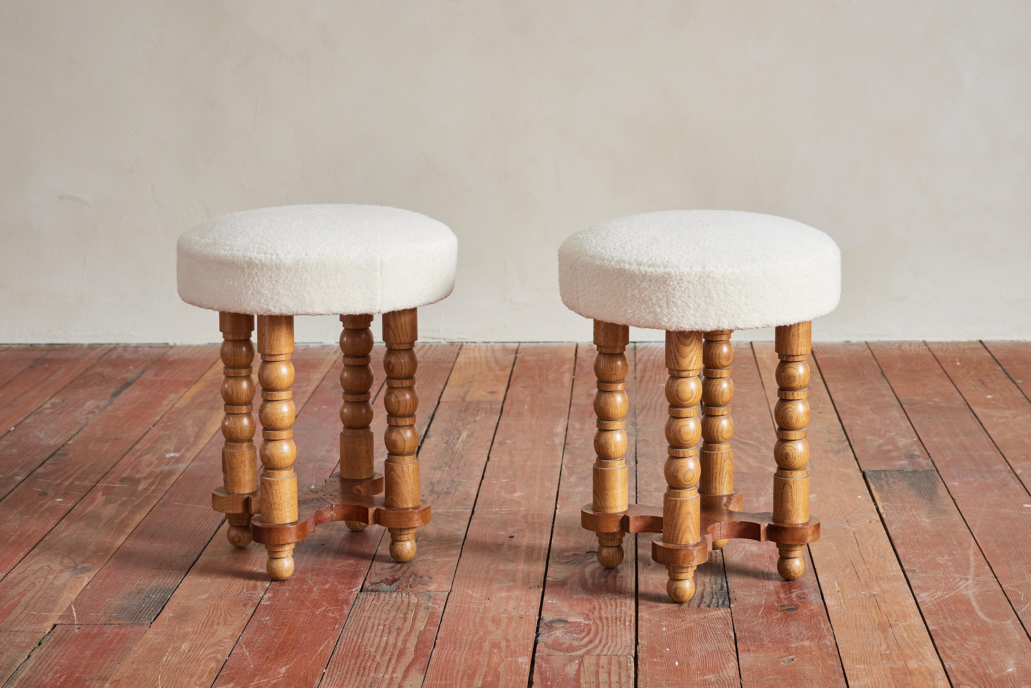 French Pair of Petite Charles Dudouyt Stools