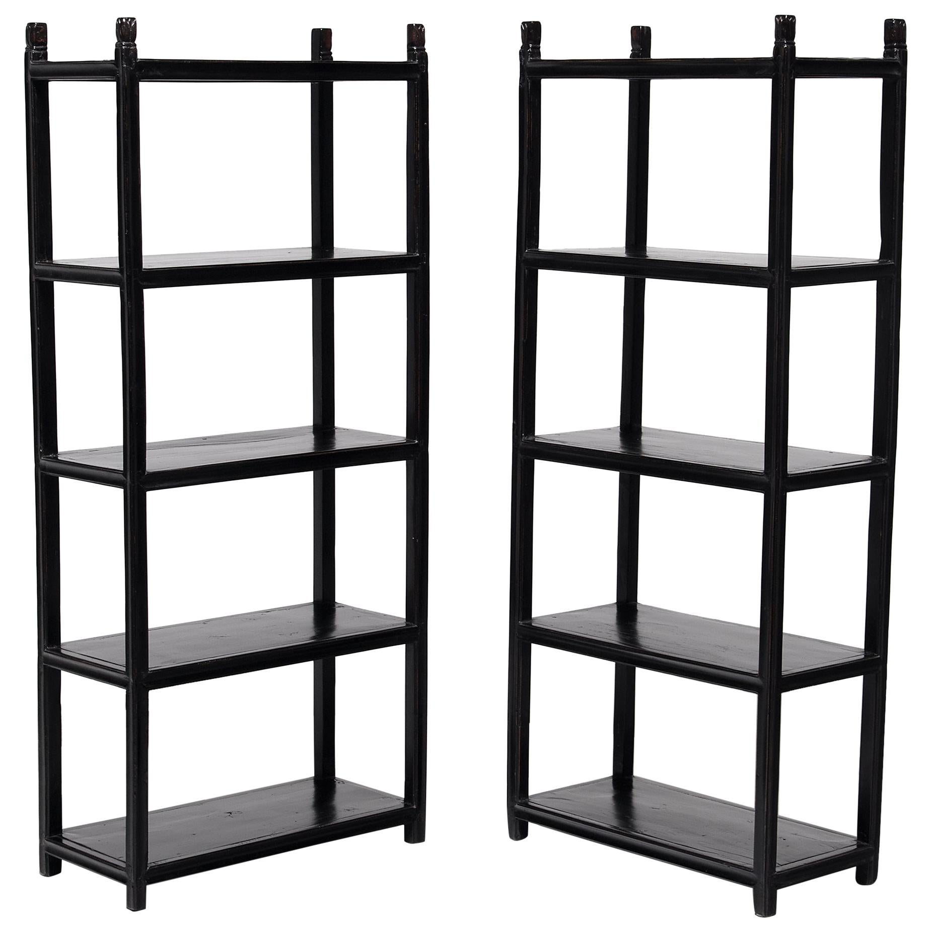 Pair of Petite Chinese Collector's Shelves For Sale