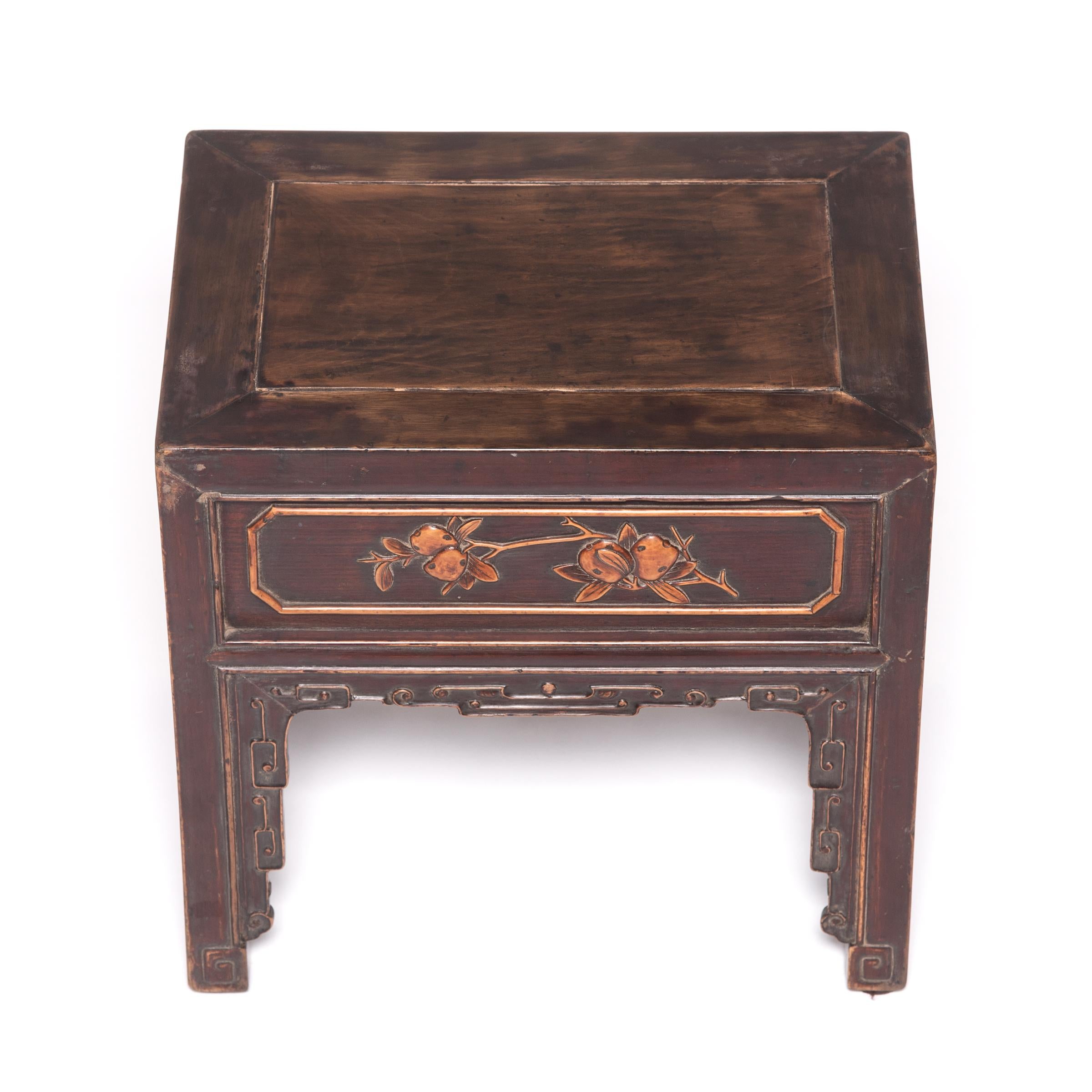 19th Century Pair of Petite Chinese Display Tables with Boxwood Inlay, c. 1850