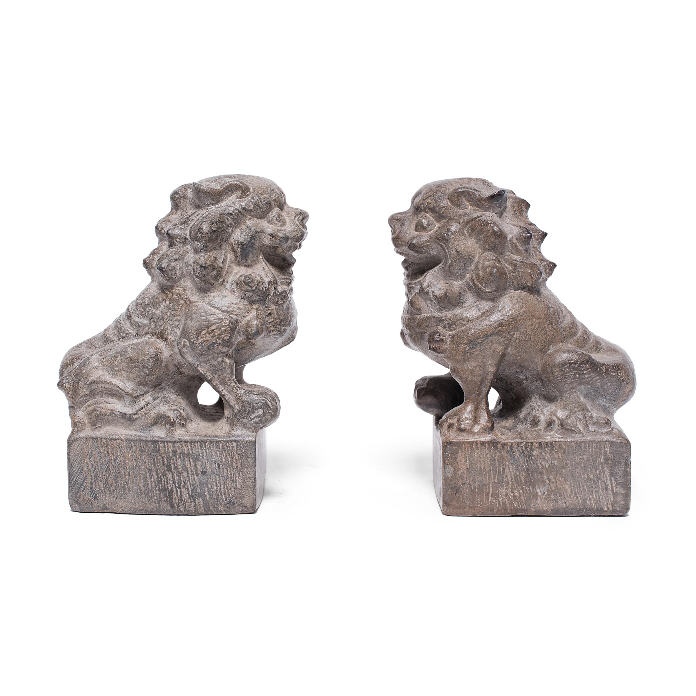 Contemporary Pair of Petite Chinese Fu Dog Guardians