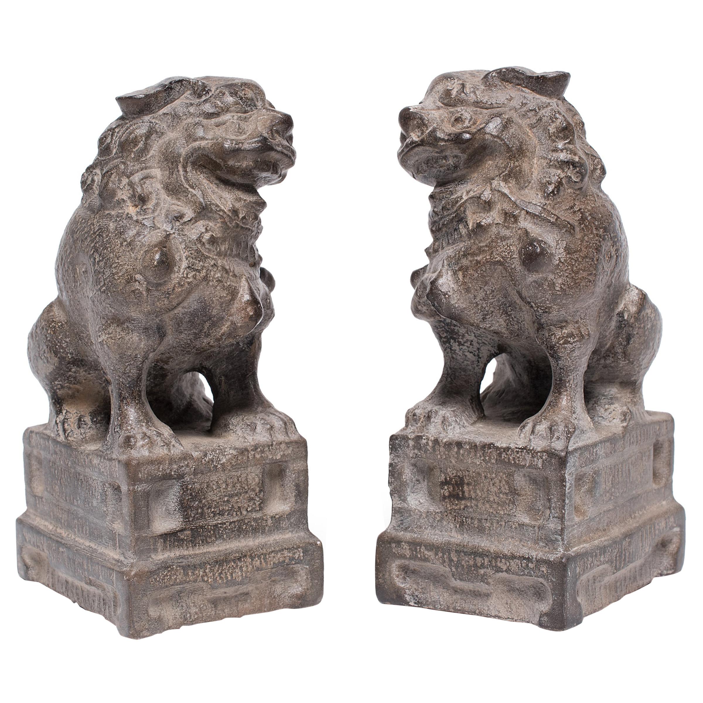 Pair of Petite Chinese Fu Dog Guardians For Sale