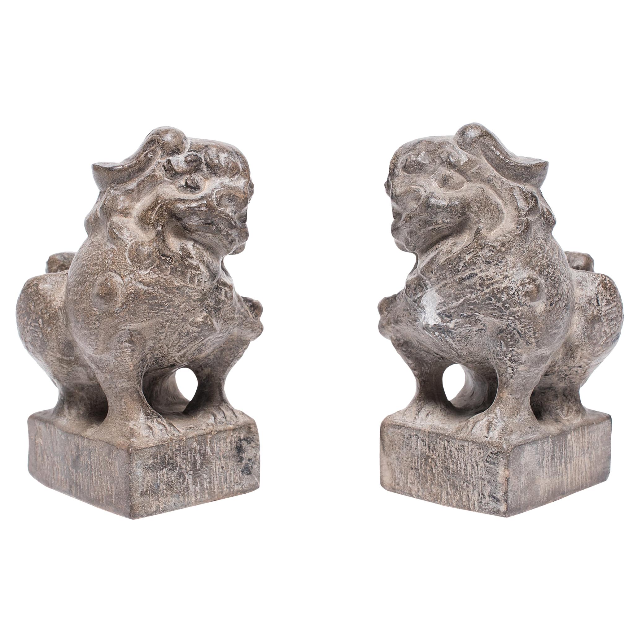 Pair of Petite Chinese Fu Dog Guardians For Sale