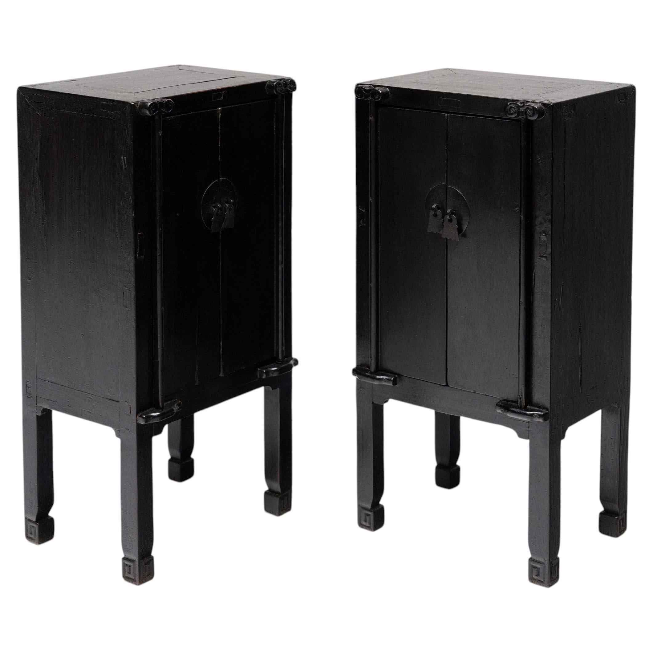 Pair of Petite Chinese Lacquered Kang Chests, Late 19th Century