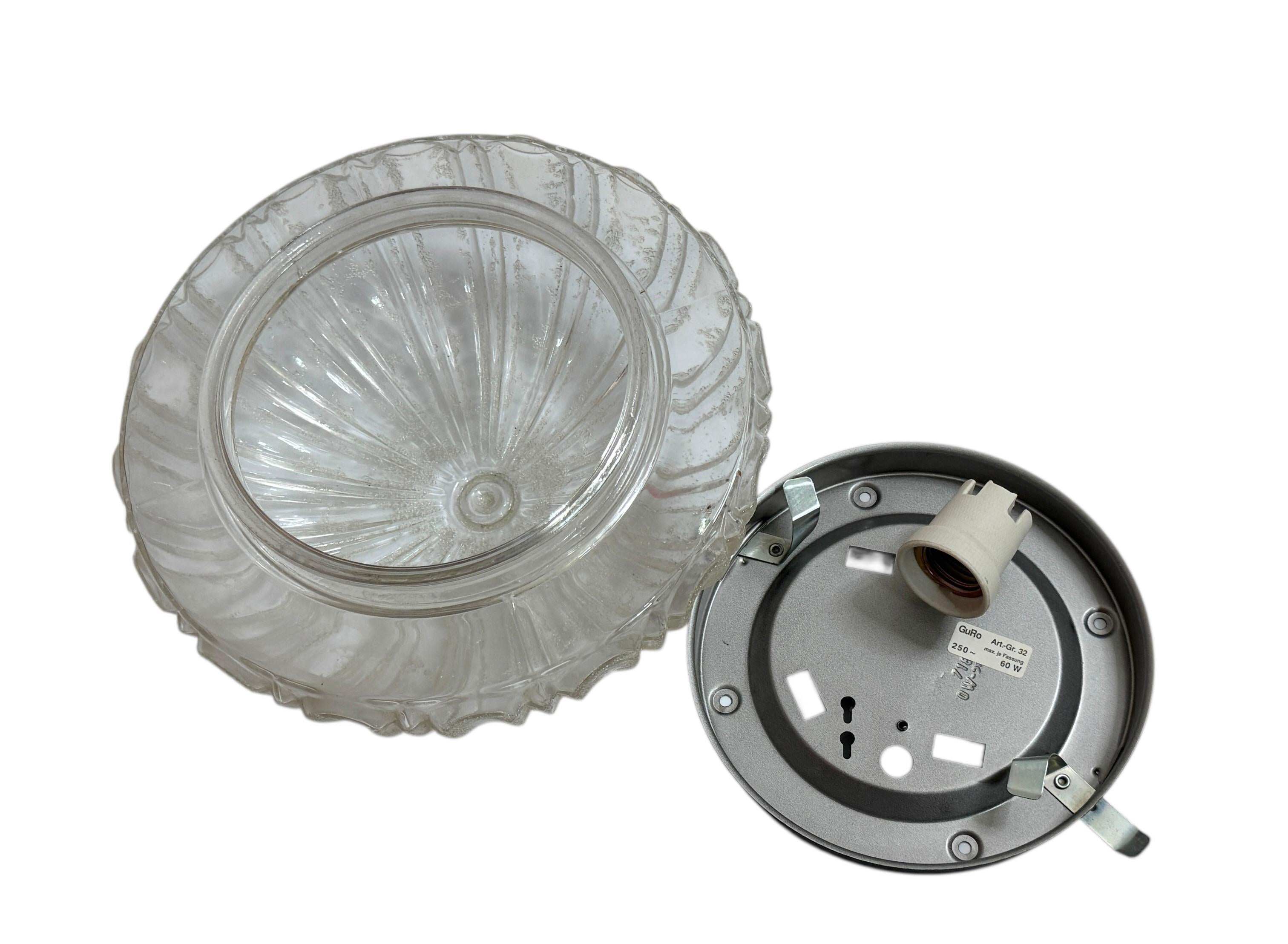 Pair of Petite Clear Glass Flush Mount Ceiling Light Guro Leuchten, Germany 1960 For Sale 4