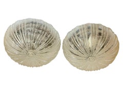 Pair of Petite Clear Glass Flush Mount Ceiling Light Guro Leuchten, Germany 1960