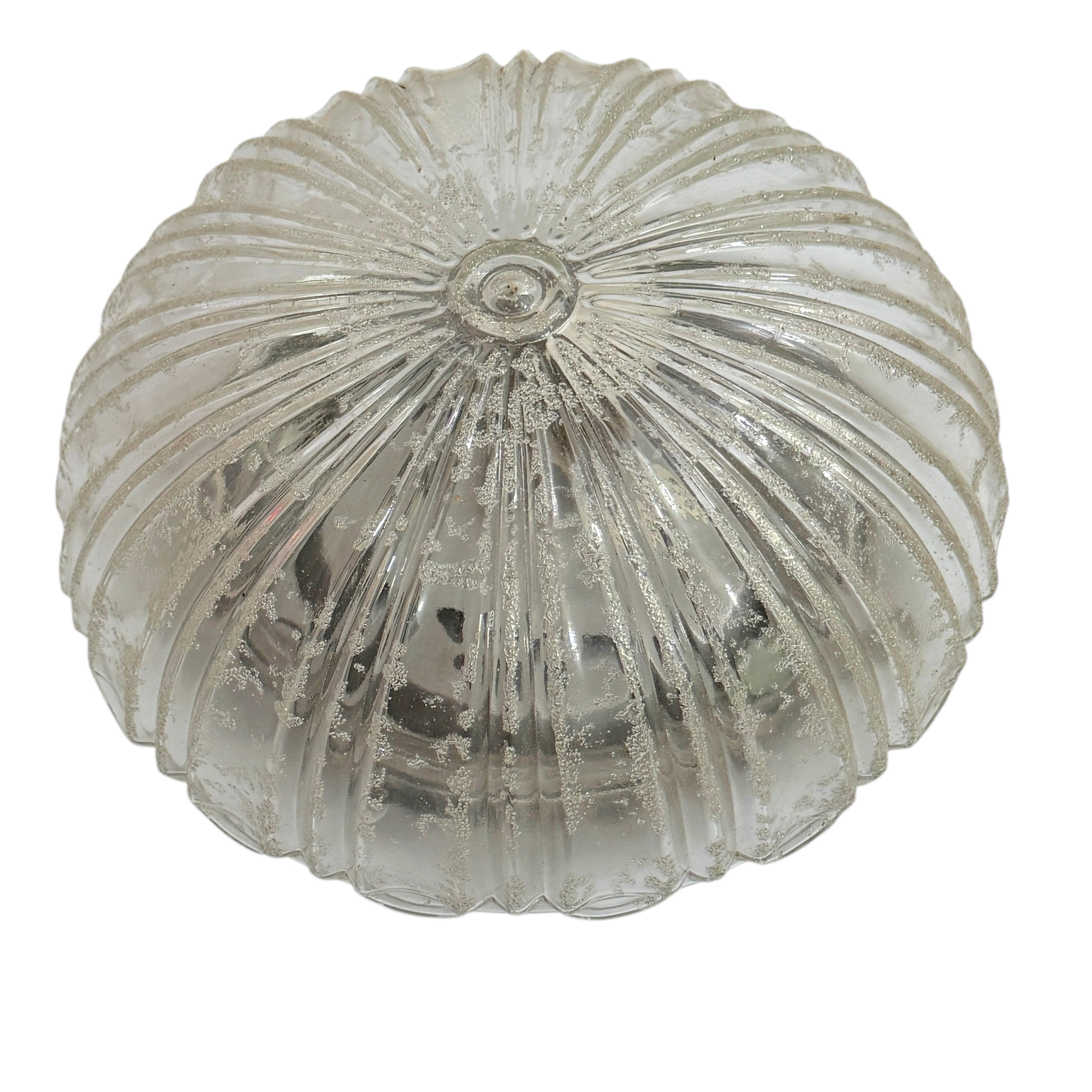 Mid-Century Modern Pair of Petite Clear Glass Flush Mount Ceiling Light Guro Leuchten, Germany 1960 For Sale