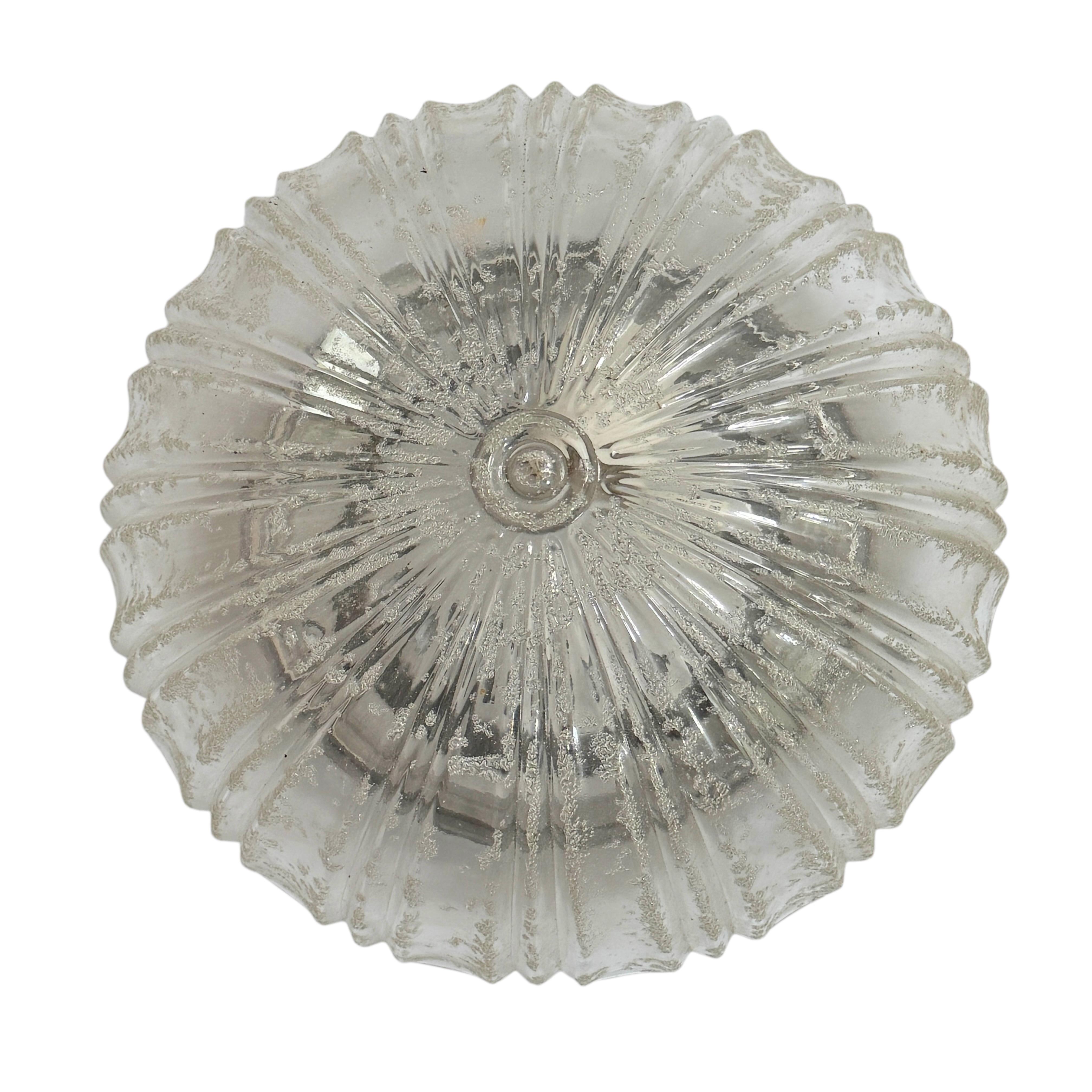 Pair of Petite Clear Glass Flush Mount Ceiling Light Guro Leuchten, Germany 1960 In Good Condition For Sale In Nuernberg, DE