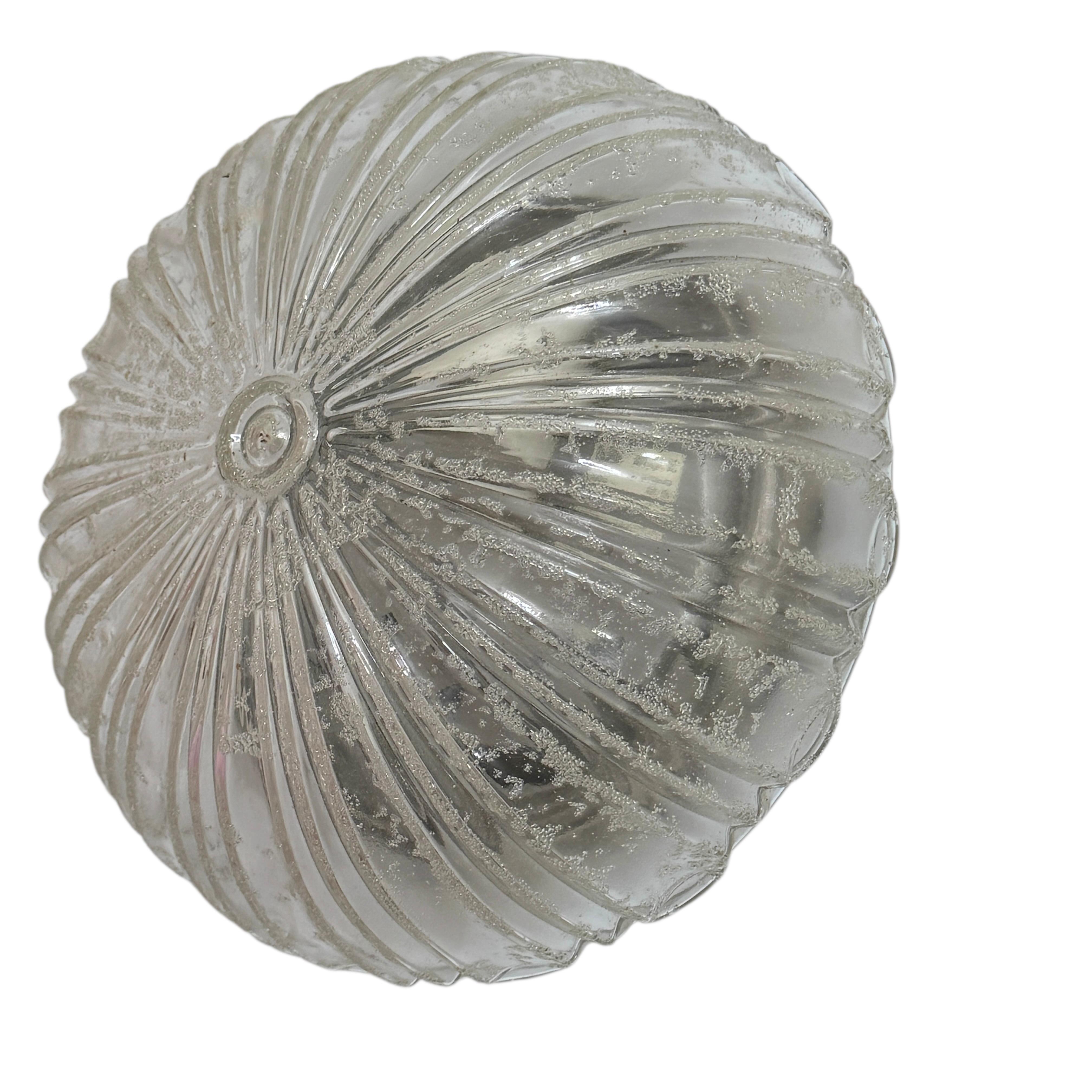 Mid-20th Century Pair of Petite Clear Glass Flush Mount Ceiling Light Guro Leuchten, Germany 1960 For Sale