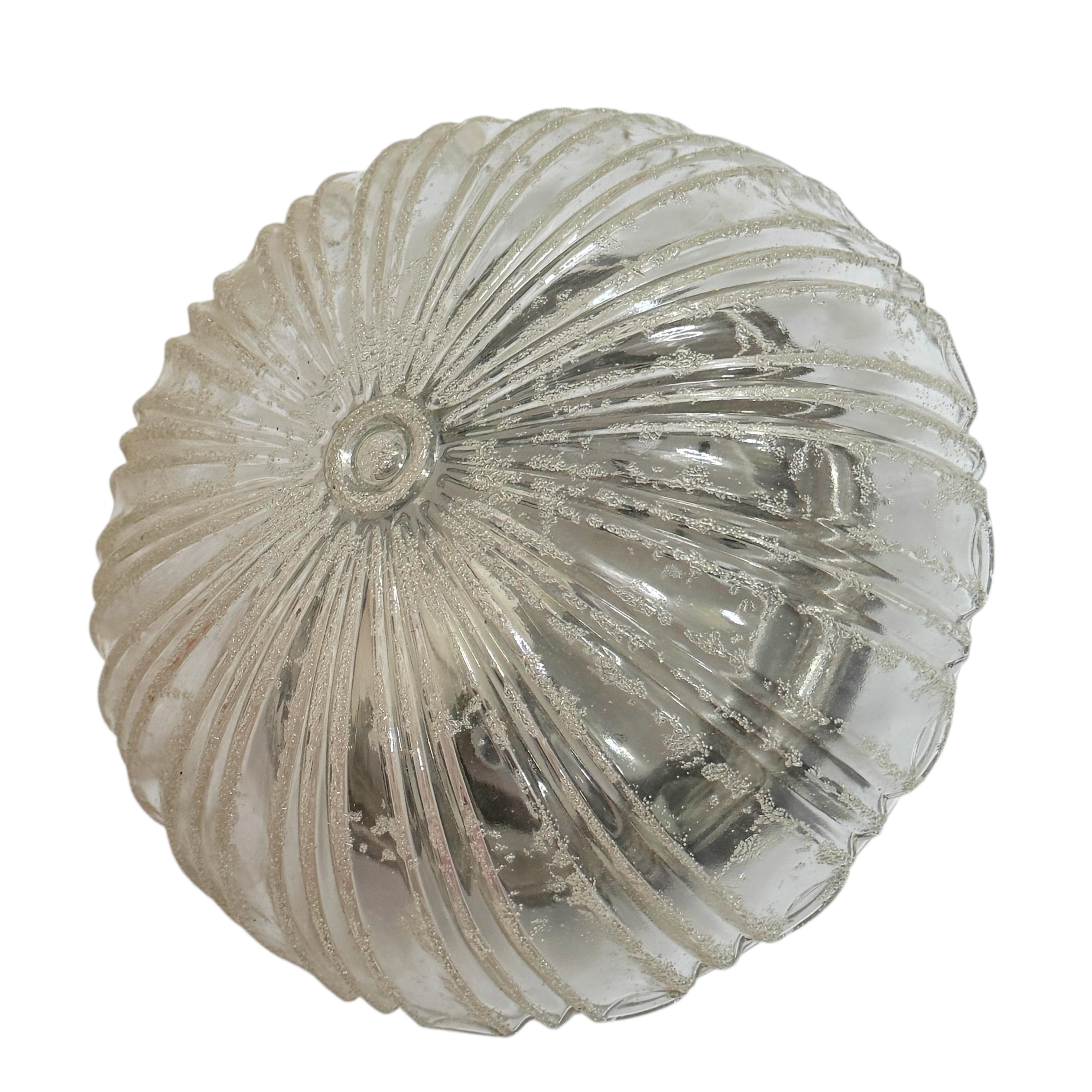Metal Pair of Petite Clear Glass Flush Mount Ceiling Light Guro Leuchten, Germany 1960 For Sale