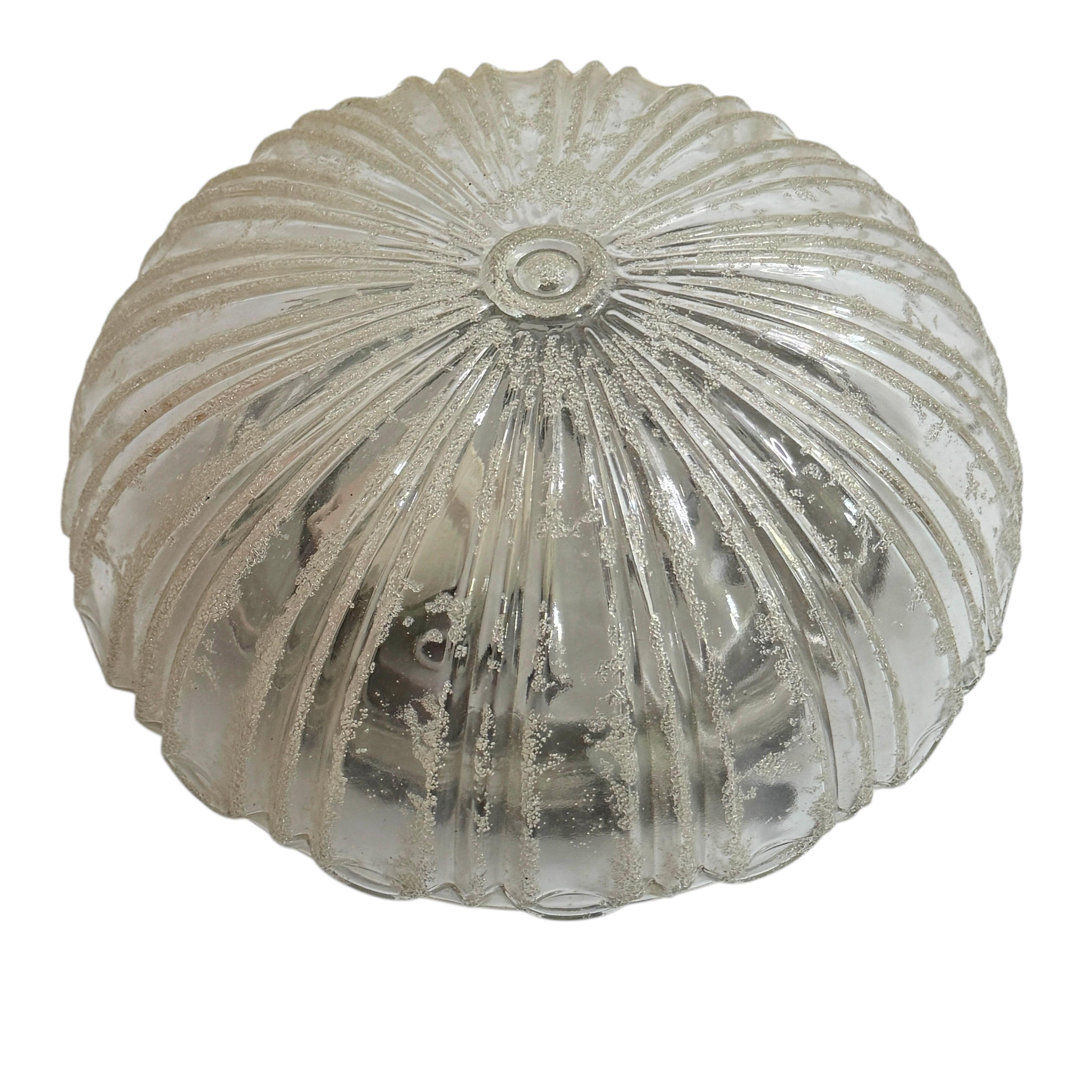 Pair of Petite Clear Glass Flush Mount Ceiling Light Guro Leuchten, Germany 1960 For Sale 1