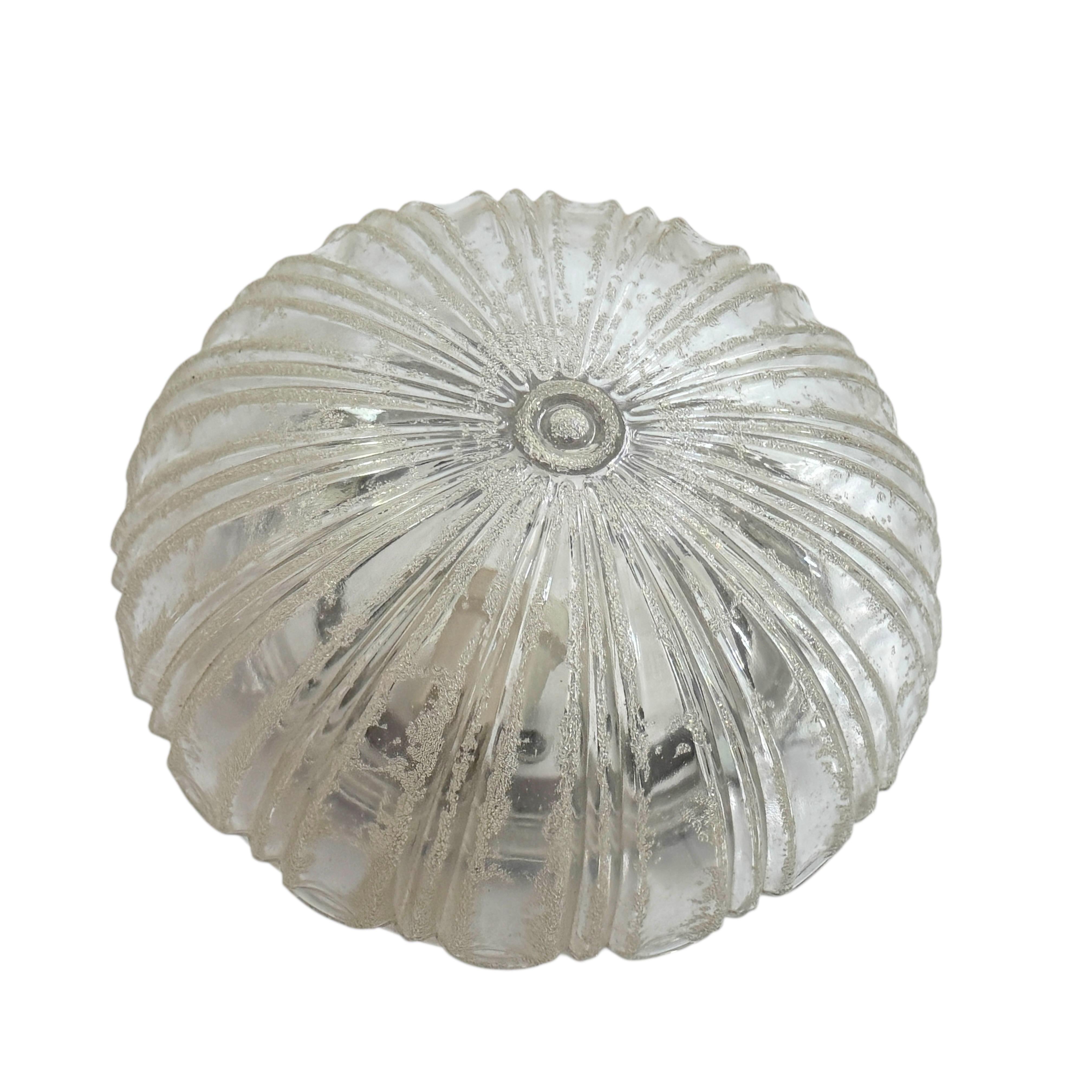 Pair of Petite Clear Glass Flush Mount Ceiling Light Guro Leuchten, Germany 1960 For Sale 3
