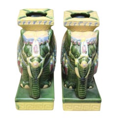 Pair of Petite Colorful Elephant Ashtrays