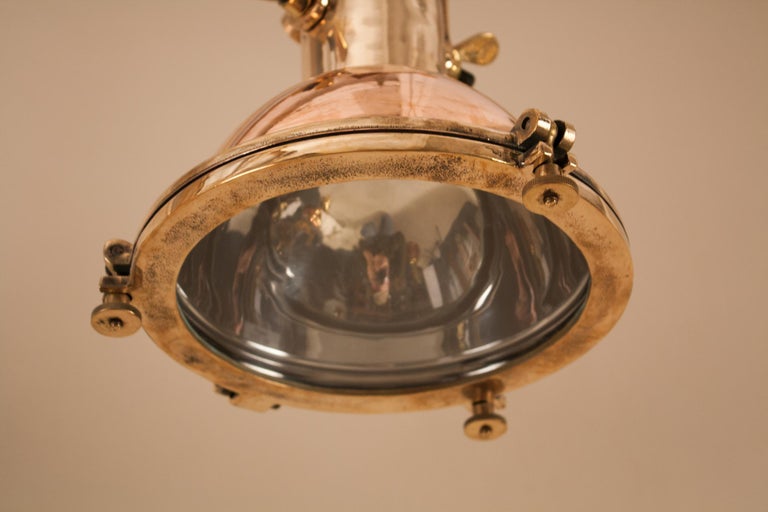 Pair of Petite Copper and Brass Nautical Pendant Lights at 1stDibs