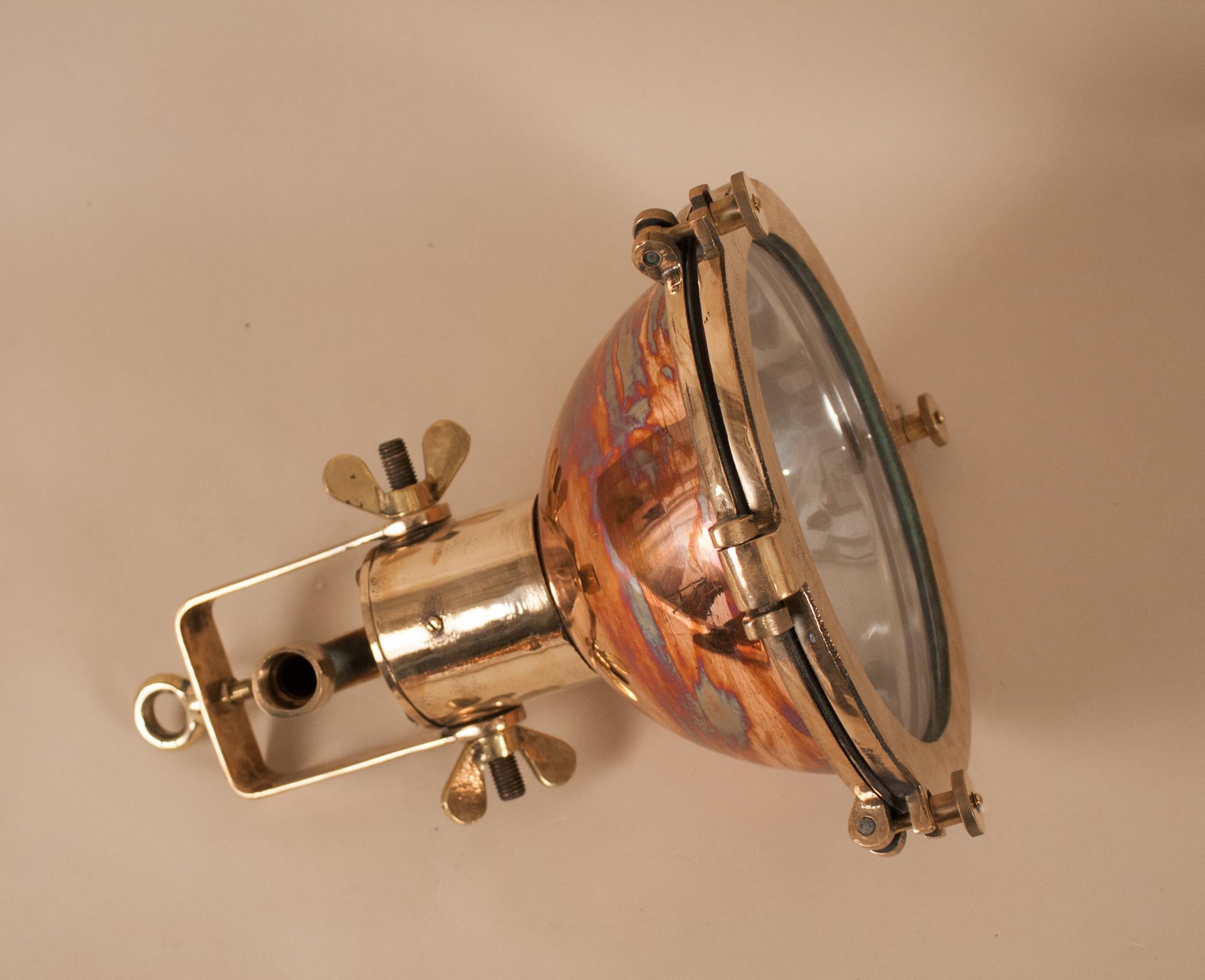Pair of Petite Copper and Brass Nautical Pendant Lights 1