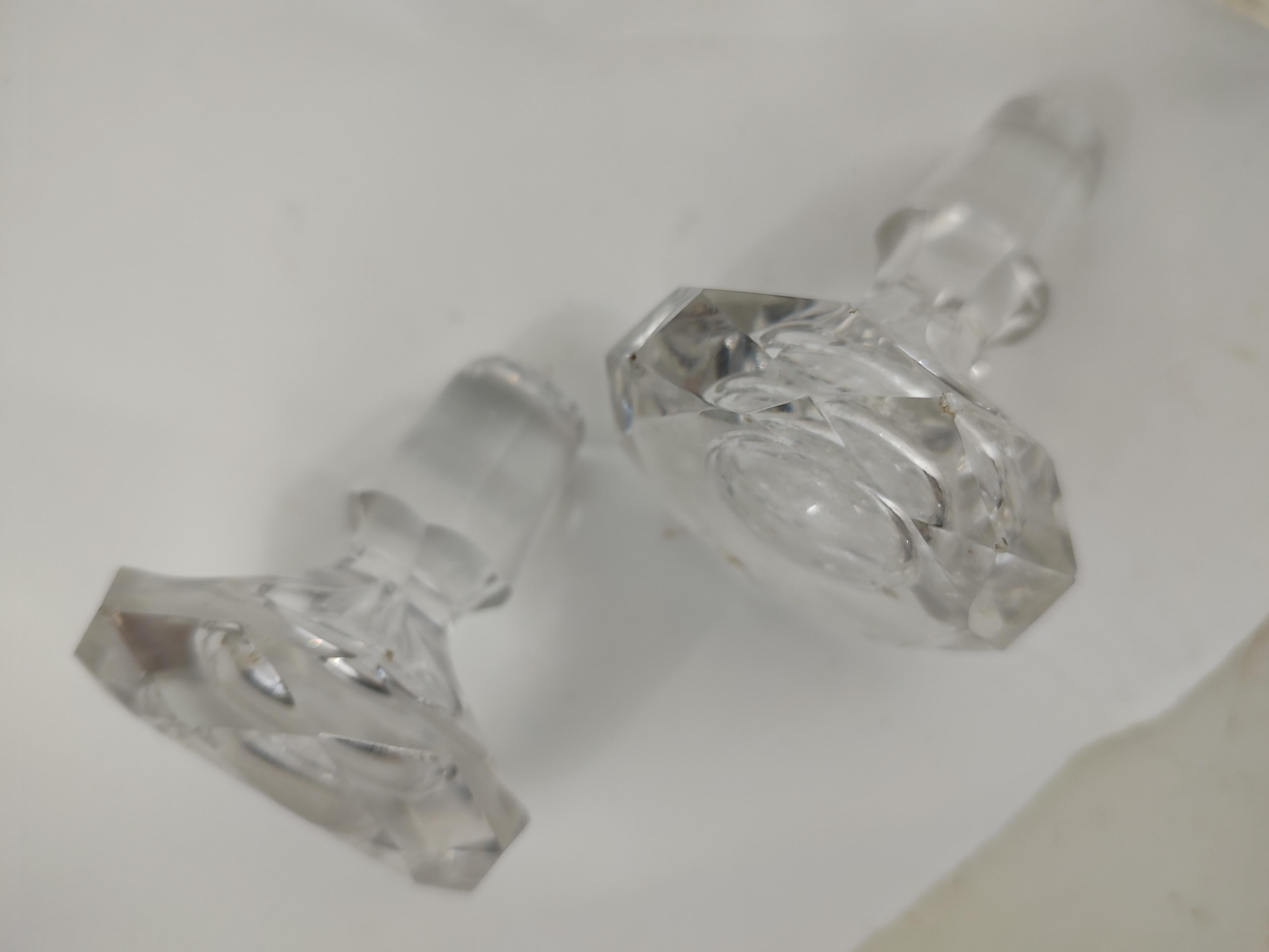 Hand-Crafted Pair of Petite Cut Glass Crystal Decanters, C1930 For Sale