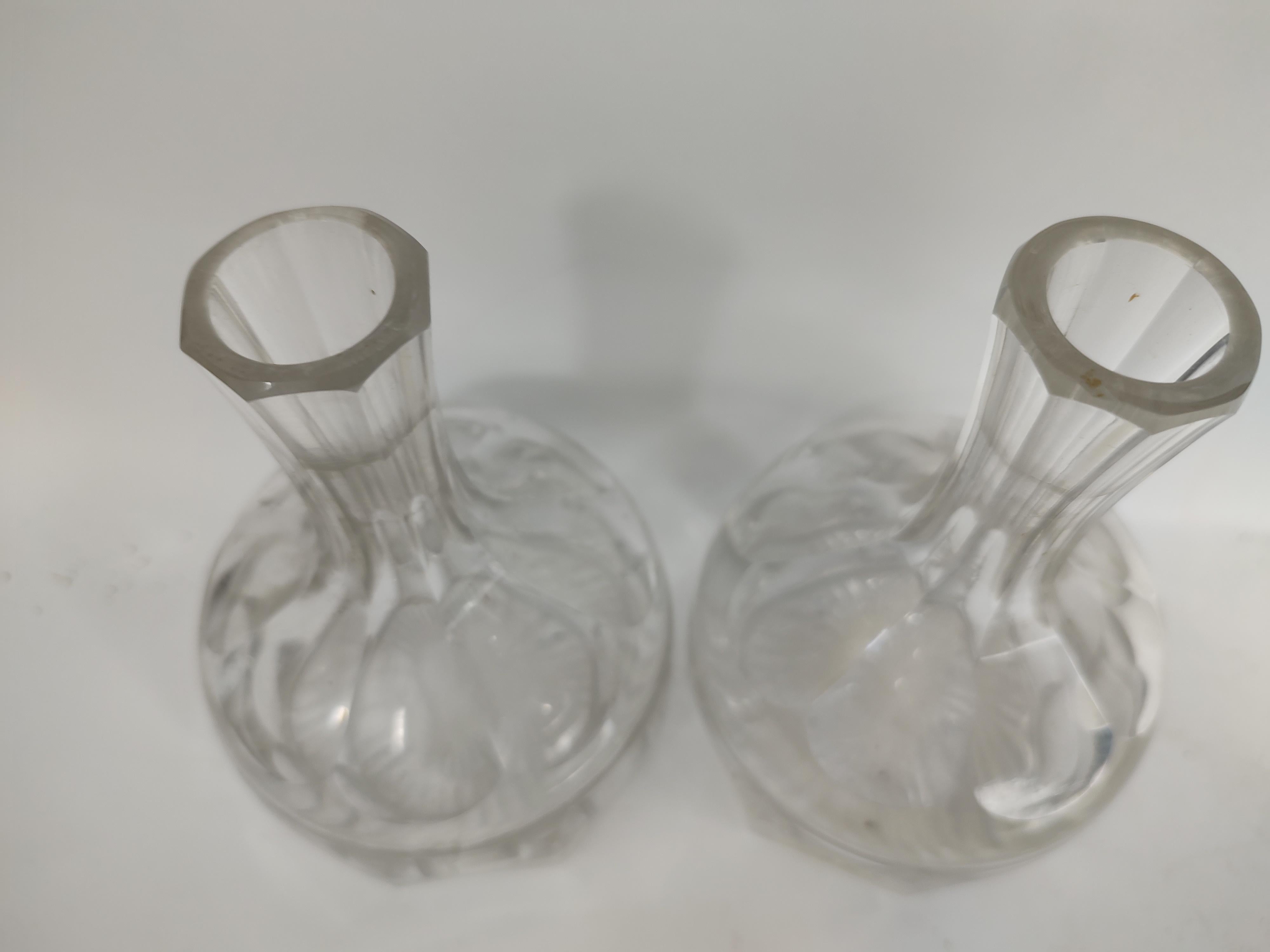 Pair of Petite Cut Glass Crystal Decanters, C1930 In Good Condition For Sale In Port Jervis, NY