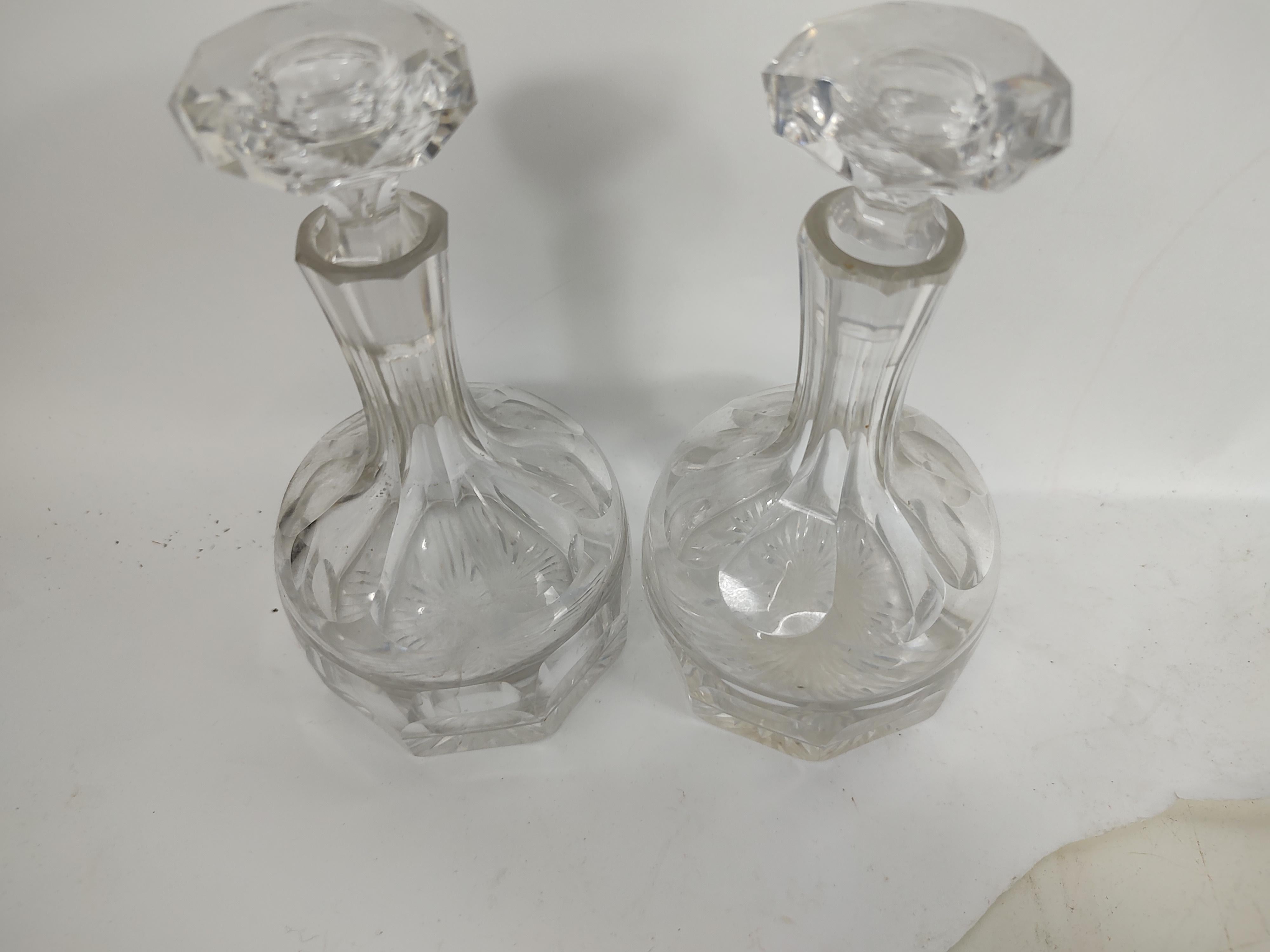 Mid-20th Century Pair of Petite Cut Glass Crystal Decanters, C1930 For Sale