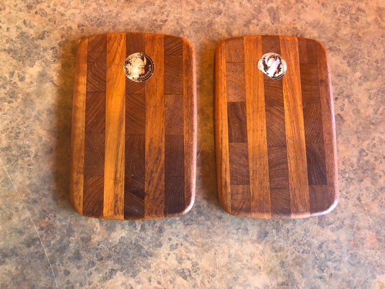 Pair of Petite Danish Modern Teak Butcher Block Cutting Boards at 1stDibs
