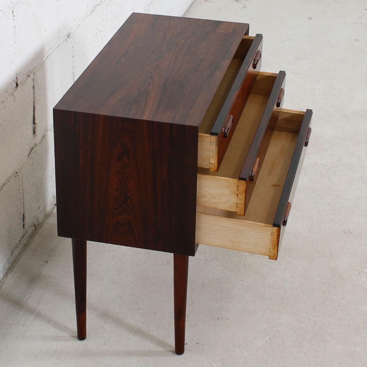 20th Century Pair of Petite Danish Rosewood 3 Drawer Nightstands /End-Tables