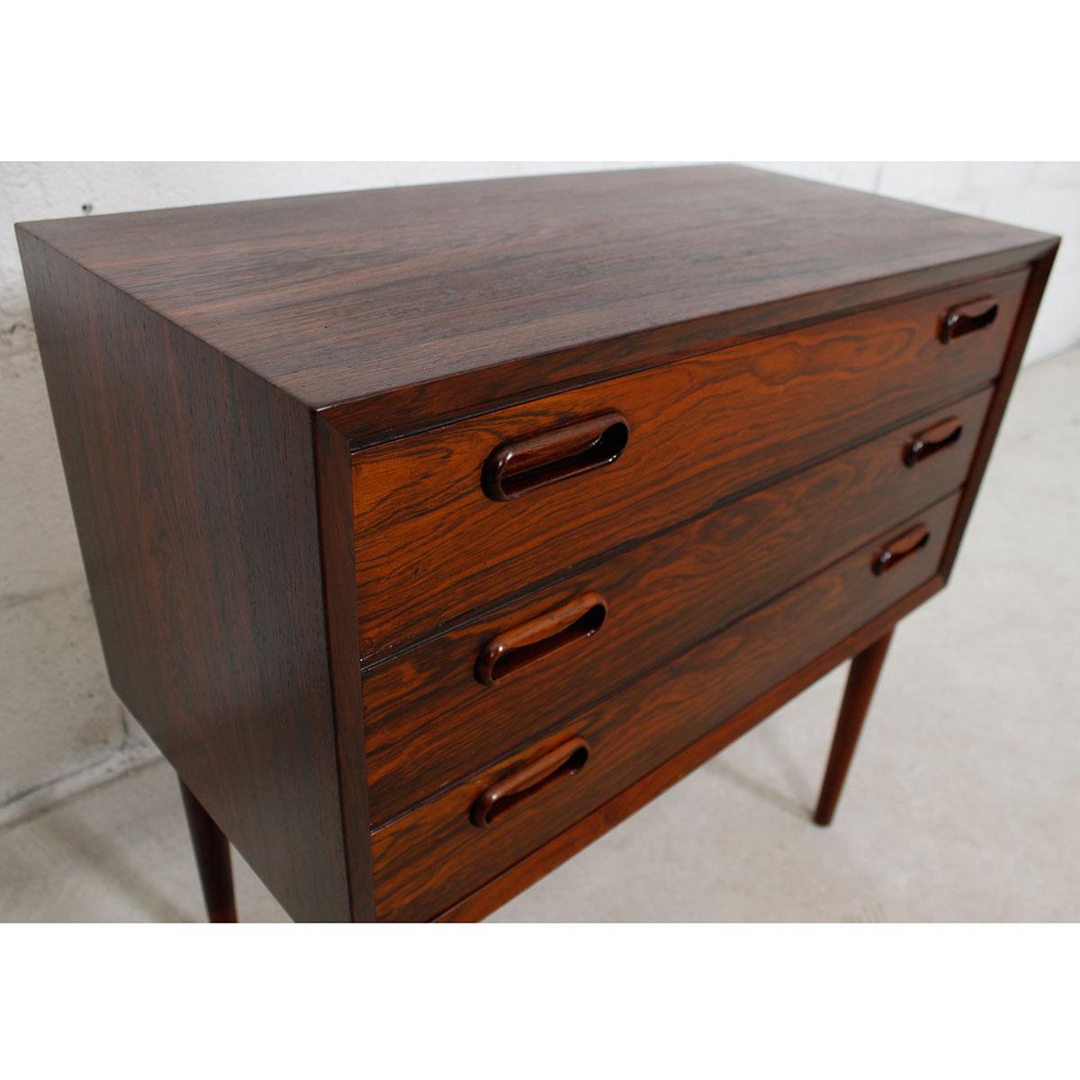 Pair of Petite Danish Rosewood 3 Drawer Nightstands /End-Tables 4