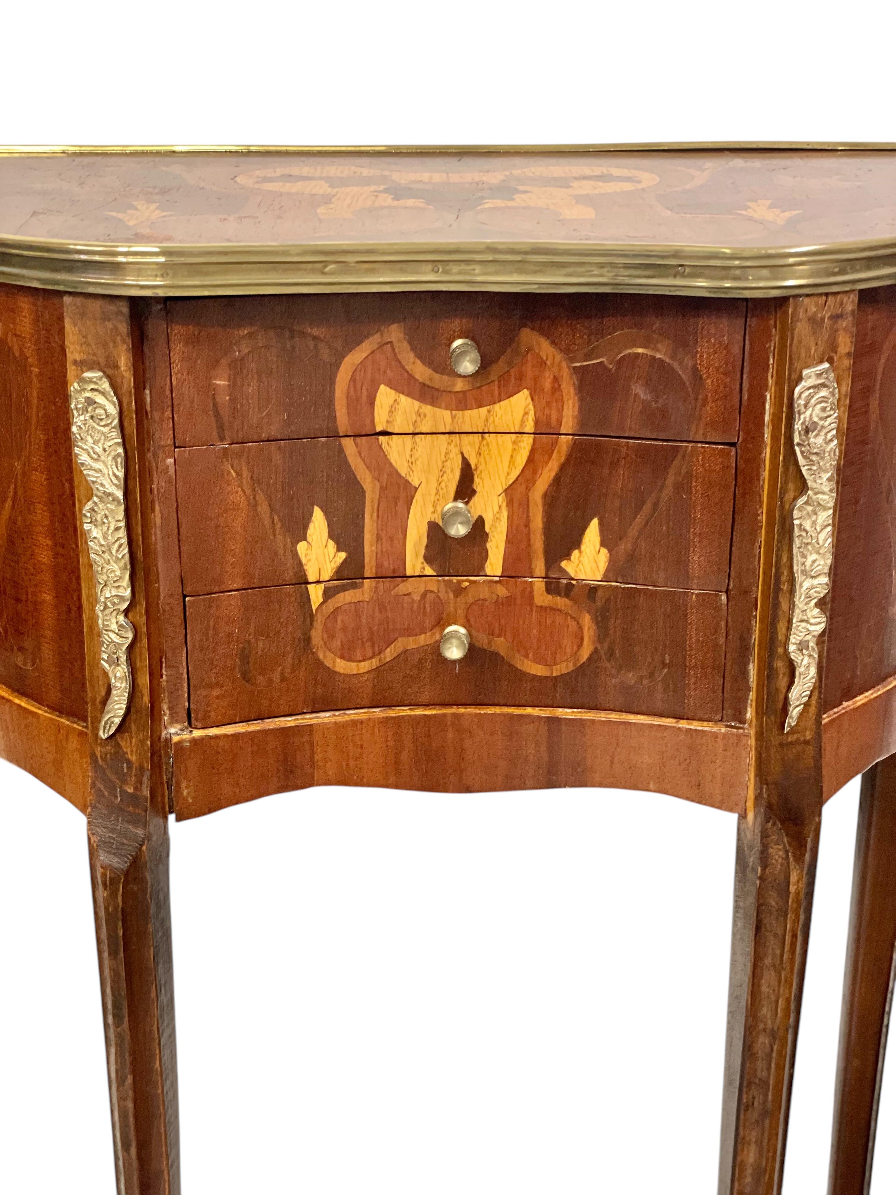 Marquetry Pair of Petite Decorative Side Tables For Sale