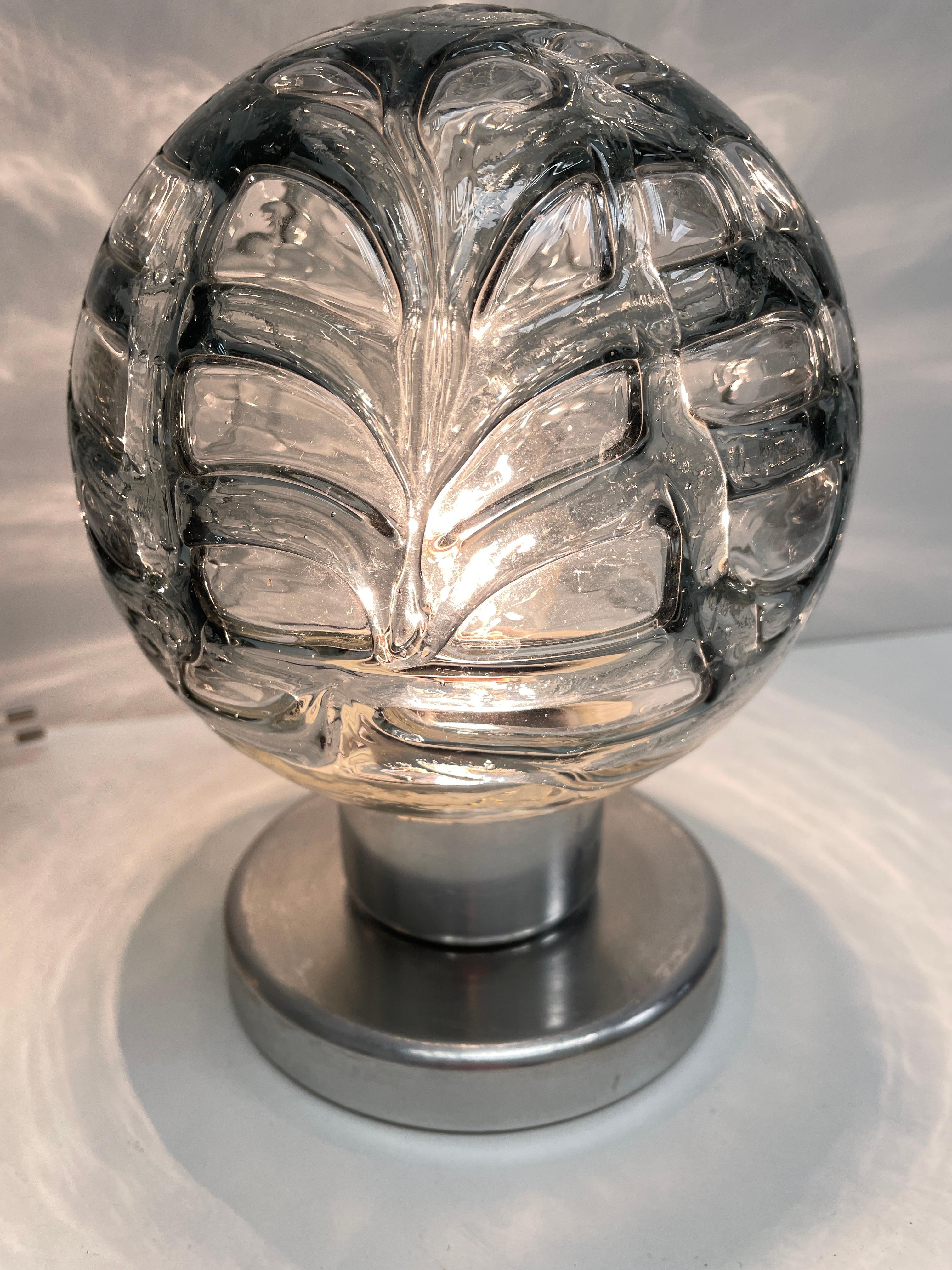 Metal Pair of Petite Doria Leuchten Organic Glass Ball Table Lamps, 1960s, German For Sale