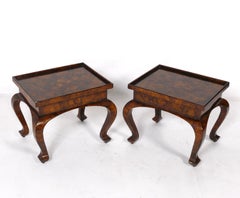 Pair of Petite Faux Tortoiseshell End Tables