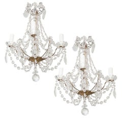 Pair of Petite French 19th Century Crystal Chandeliers