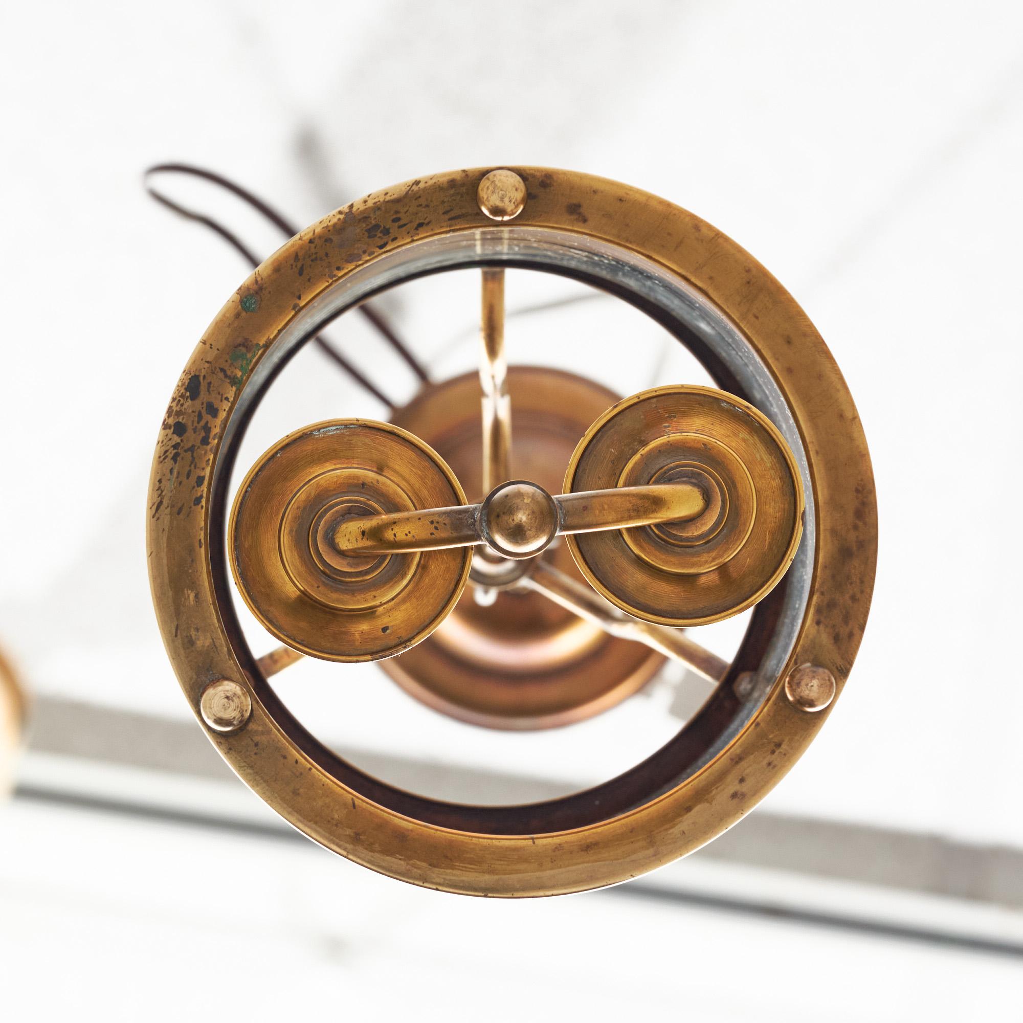 Pair of Petite French Antique Brass Lanterns In Good Condition For Sale In Austin, TX