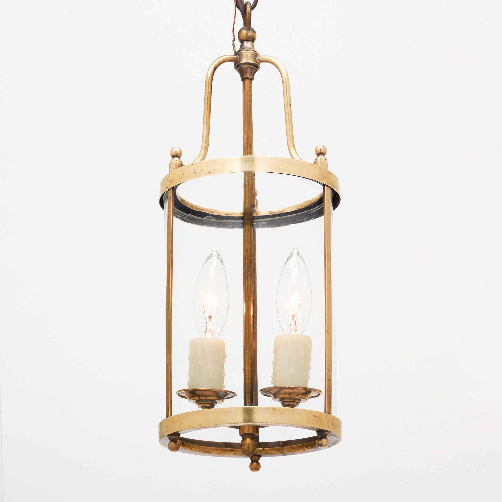 Pair of Petite French Antique Brass Lanterns For Sale 1