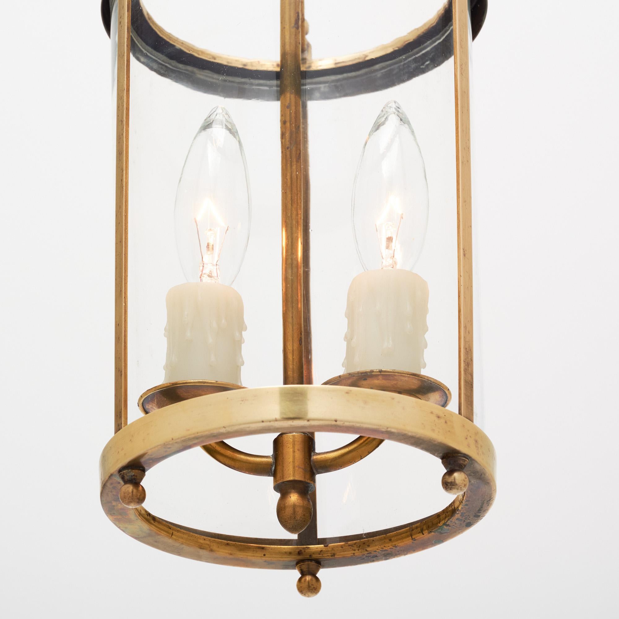 Pair of Petite French Antique Brass Lanterns For Sale 2