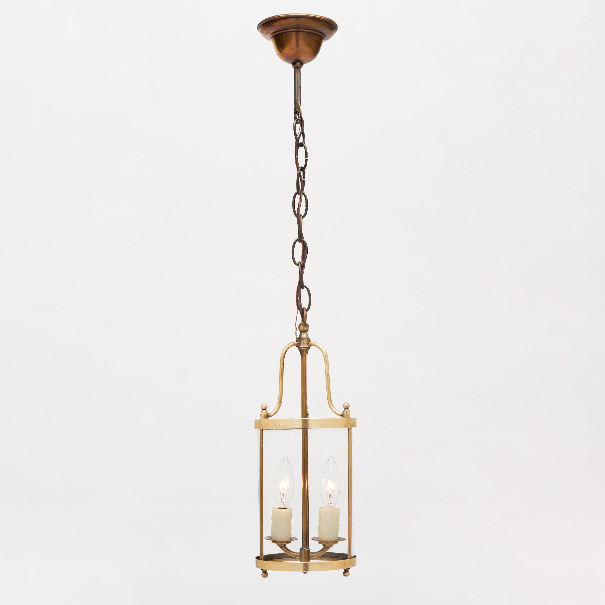 Pair of Petite French Antique Brass Lanterns For Sale 3