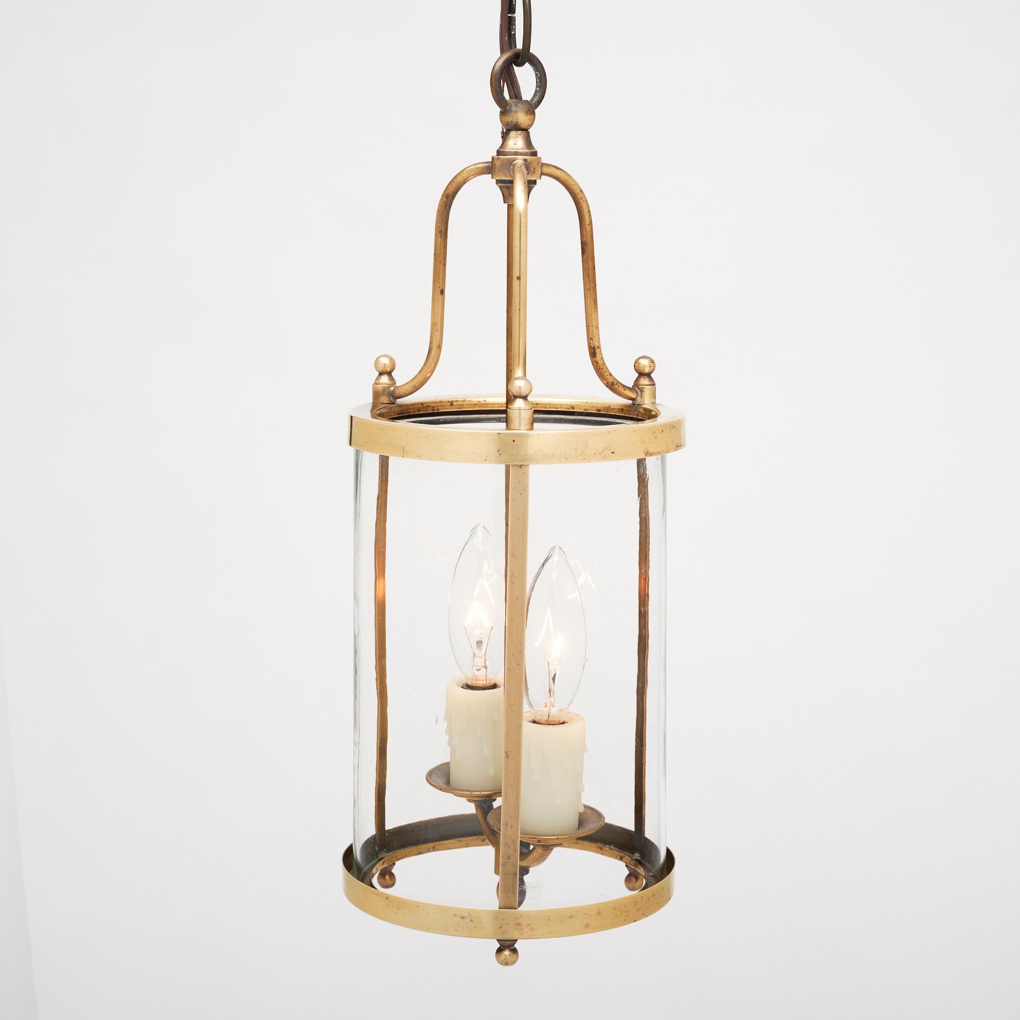Pair of Petite French Antique Brass Lanterns For Sale 4