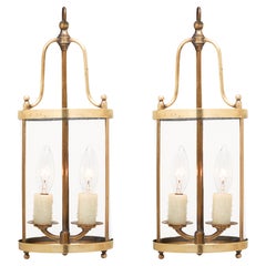 Pair of Petite French Antique Brass Lanterns