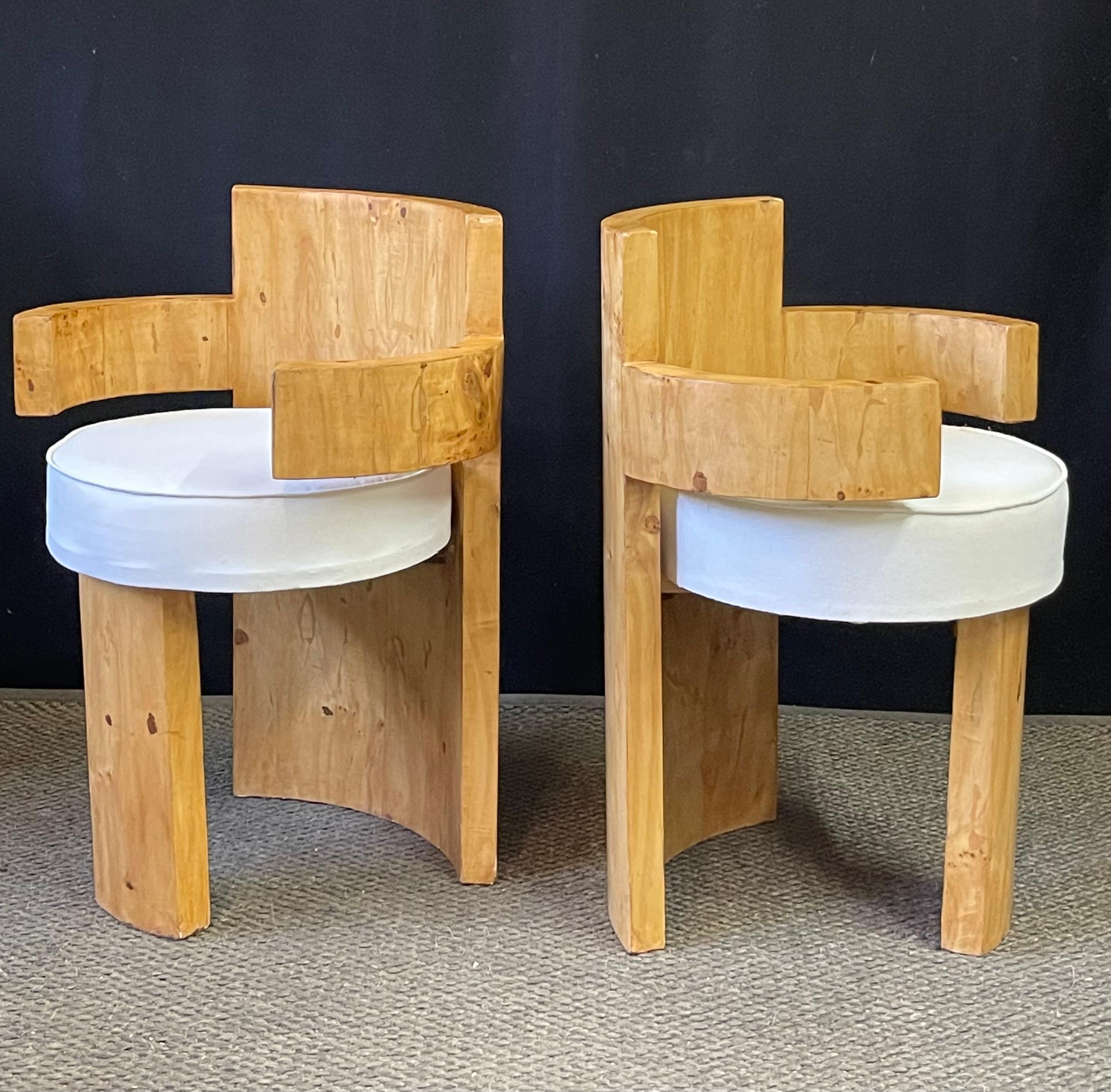 Érable Paire de petites chaises baril françaises de style Art Déco