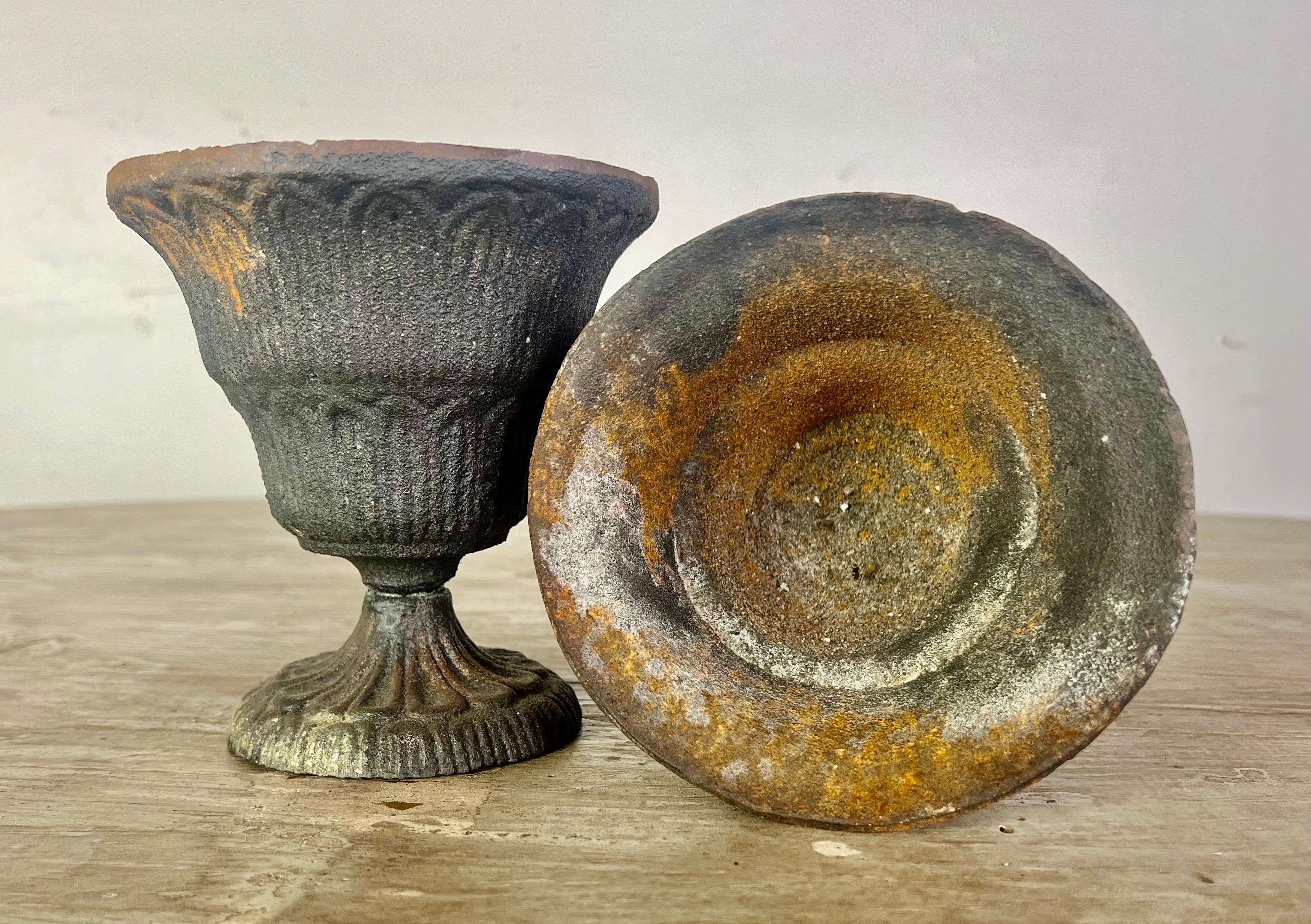 Pair of Petite French Cast Iron Urns For Sale 4