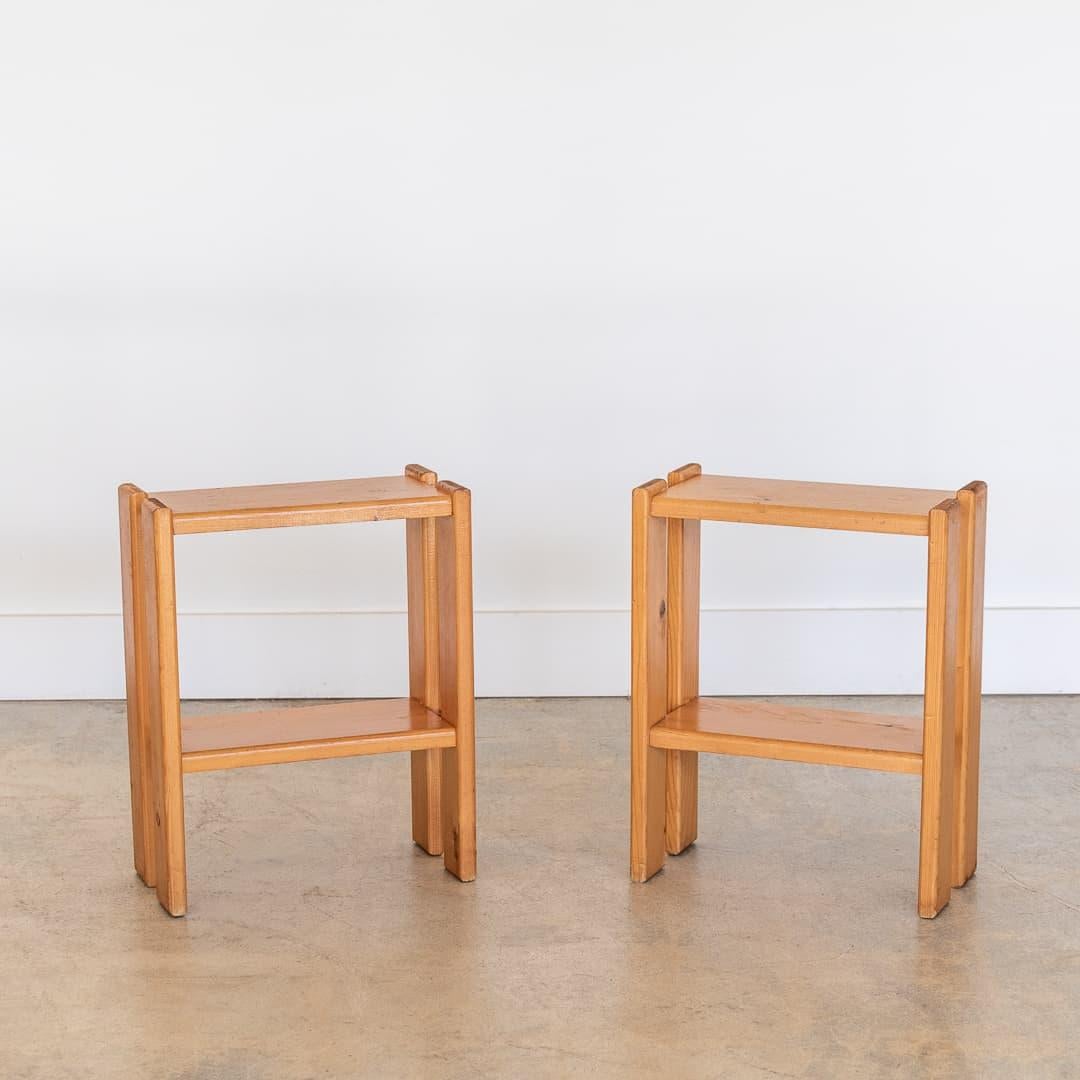 Pair of Petite French Elm Side Tables For Sale 1