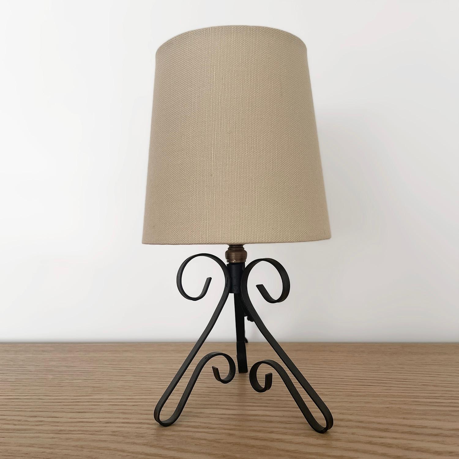Pair of Petite French Iron Table Lamps In Good Condition In Los Angeles, CA