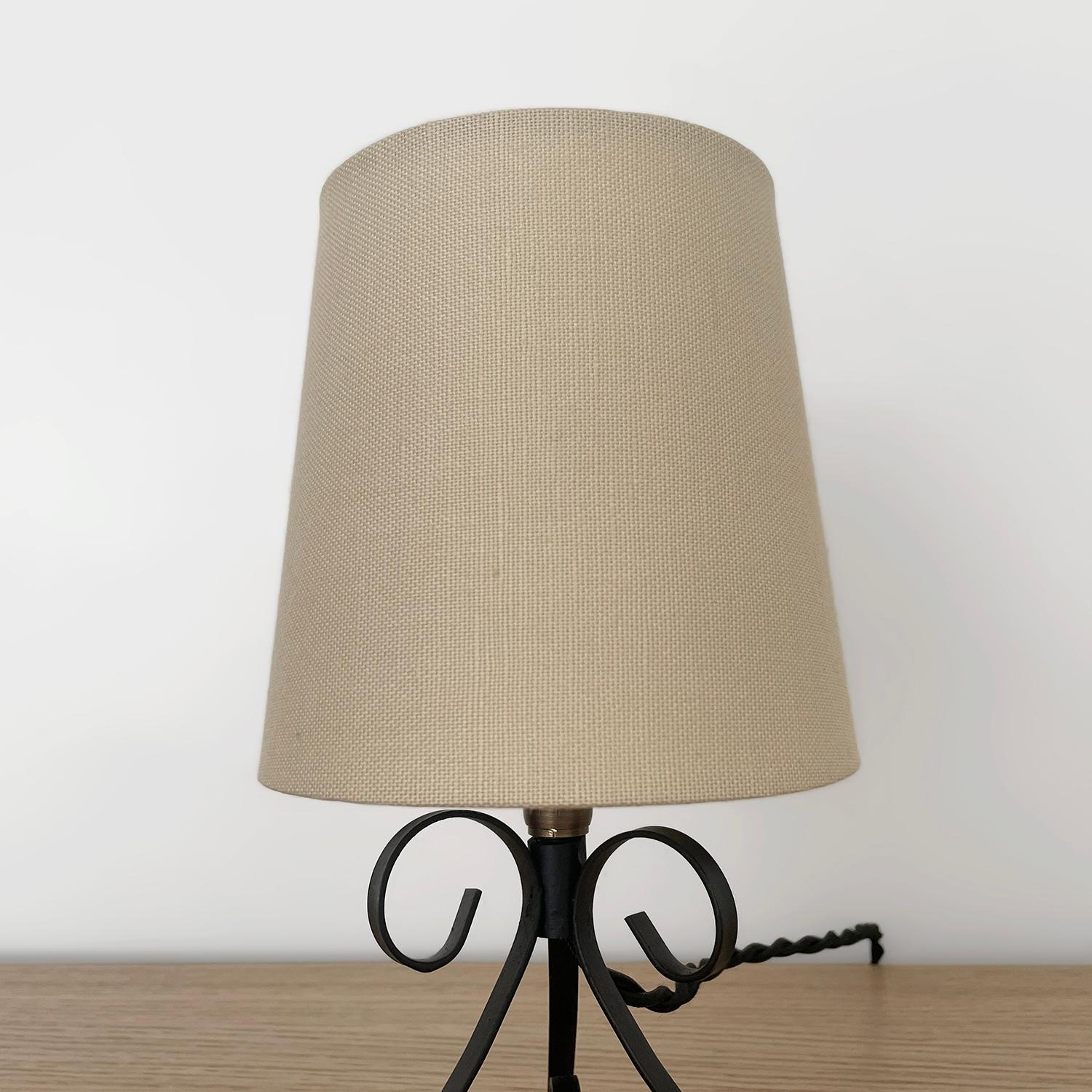 20th Century Pair of Petite French Iron Table Lamps
