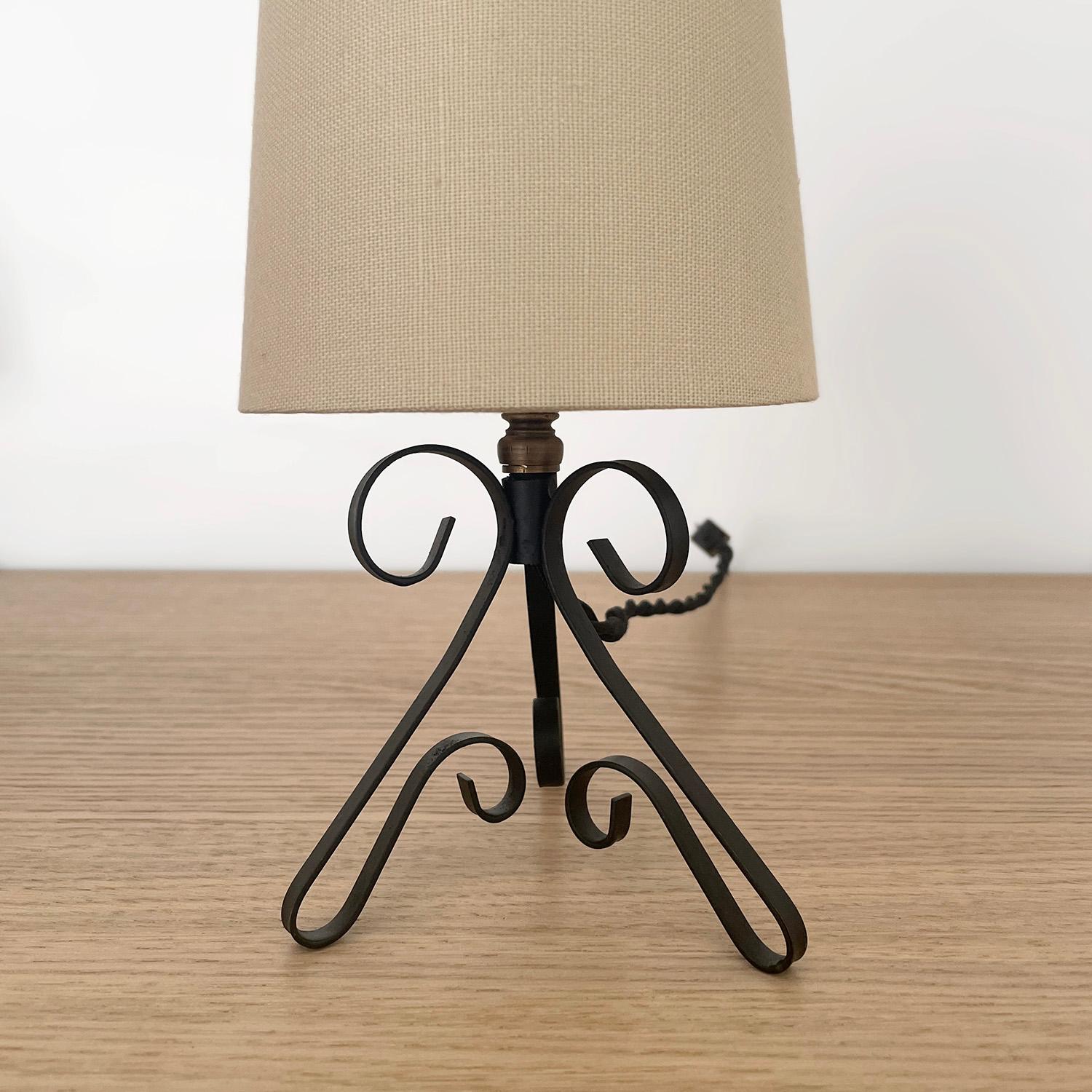 Pair of Petite French Iron Table Lamps 1