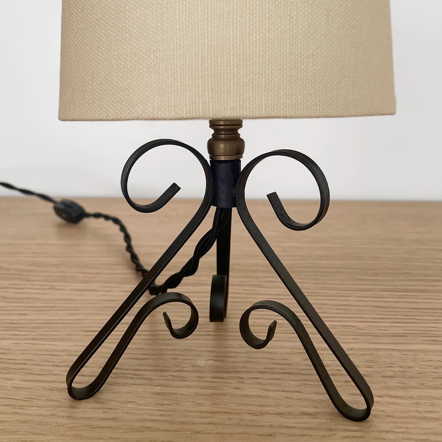 Pair of Petite French Iron Table Lamps 2