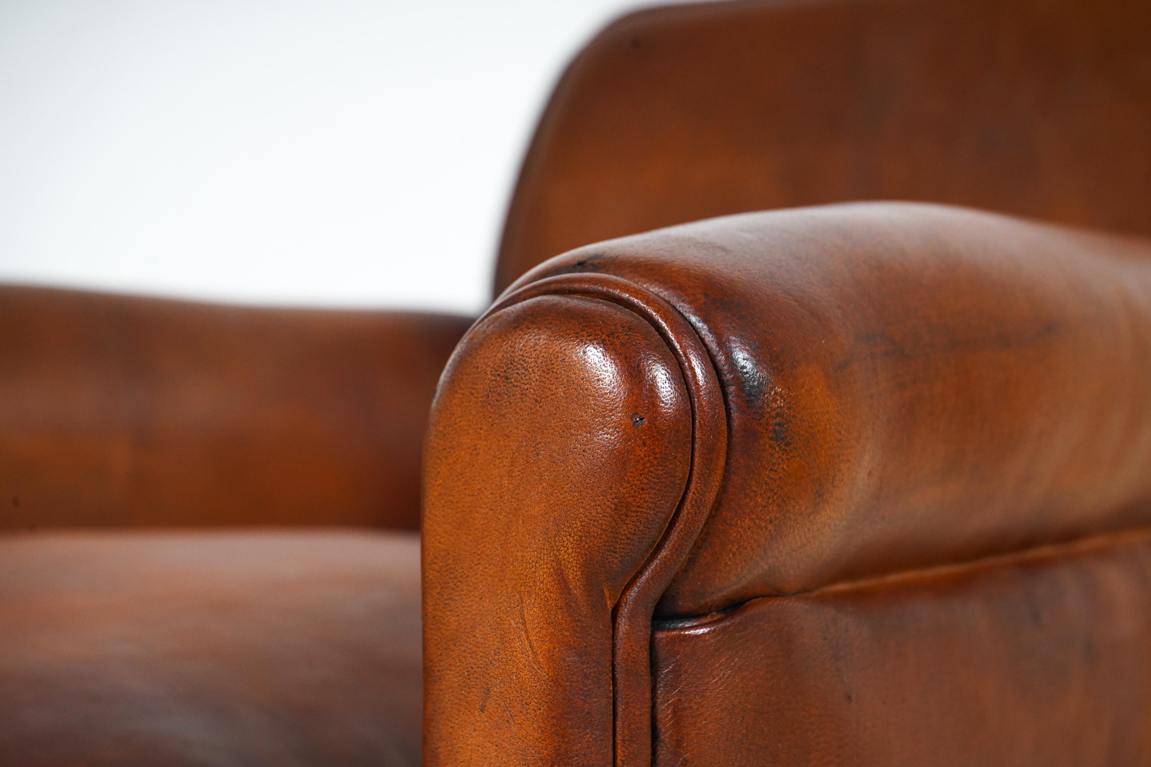 Pair of Petite French Leather Club Chairs 1