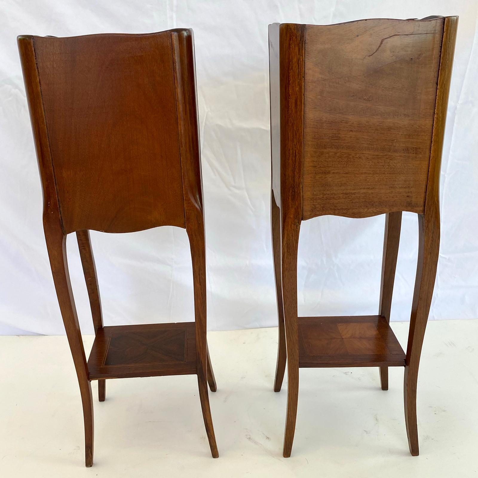 Italian Pair of Petite Inlaid Candlestand Bedside Chests